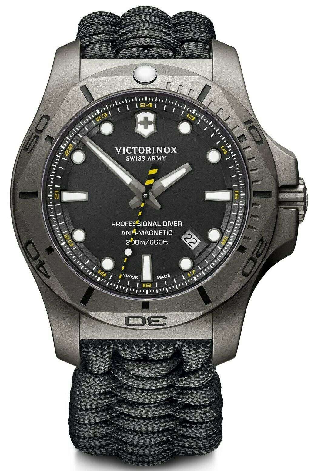 Victorinox I.N.O.X Professional Divers Quartz Black Dial Black Paracord Strap Men's Watch 241812 - Image 8