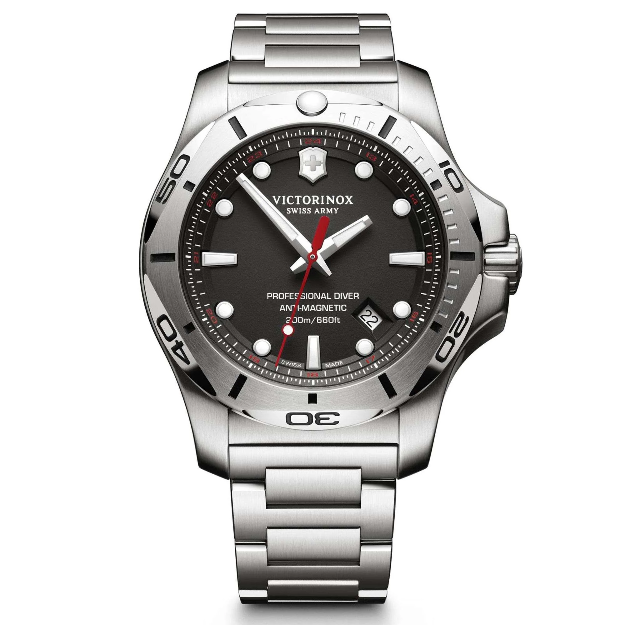 Victorinox Swiss Army I.N.O.X Professional Diver Black Dial Silver Stainless Steel Bracelet Men's Watch 241781 - Image 5