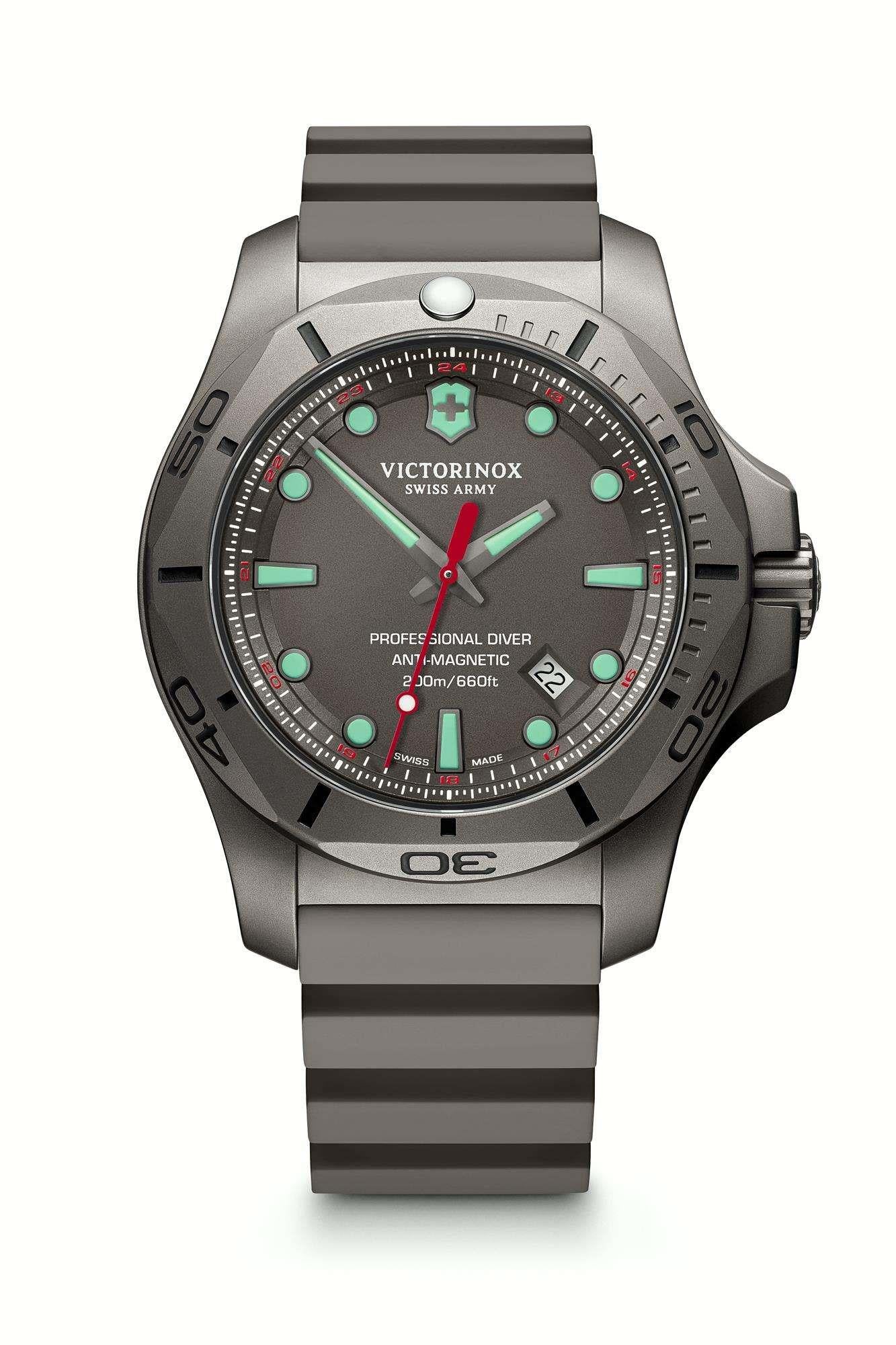 Victorinox I.N.O.X Professional Diver Quartz Grey Dial Grey Rubber Strap Men's Watch 241810 - Image 3