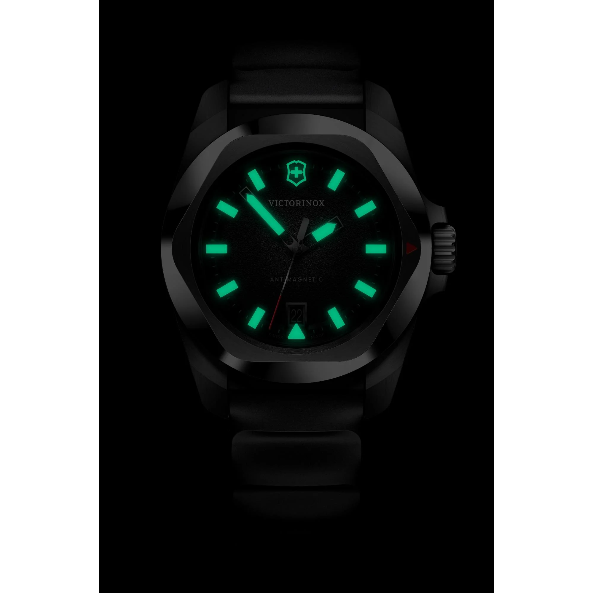 Victorinox I.N.O.X. Quartz Black Dial Rubber Strap Men's Watch 242028 - Image 4