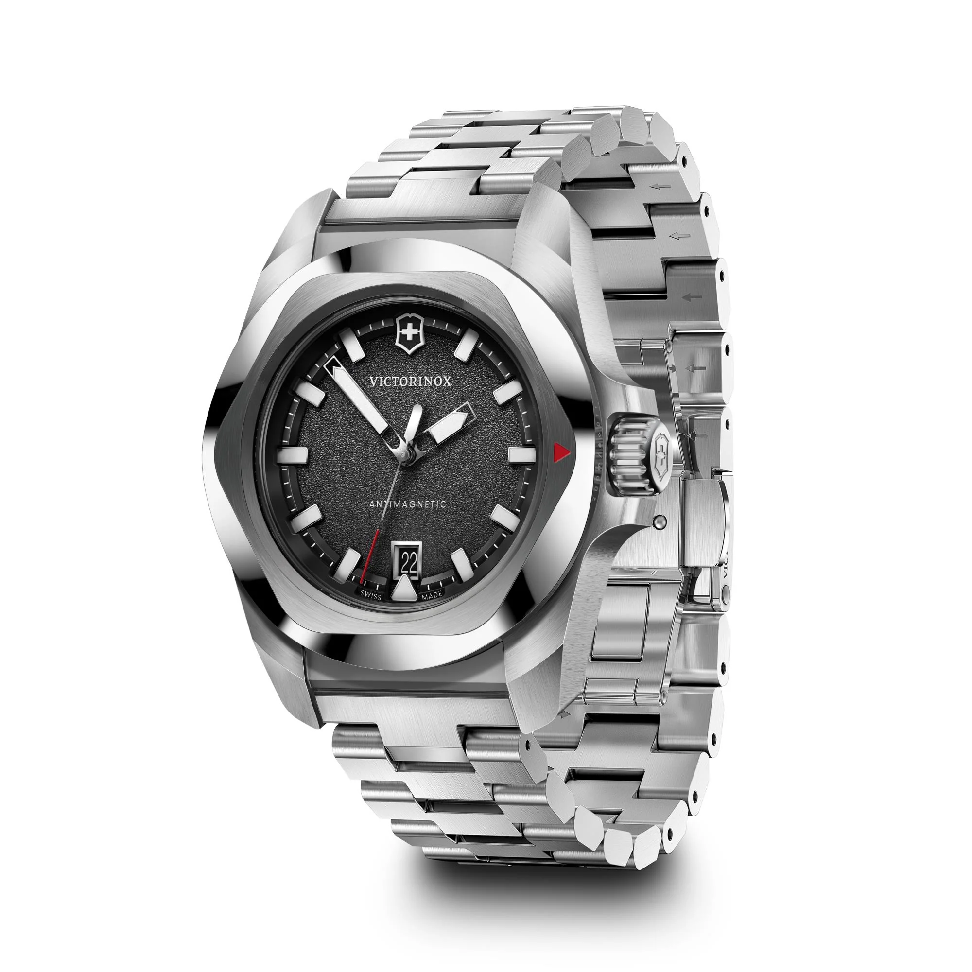 Victorinox I.N.O.X. Quartz Black Dial Steel Strap Men's Watch 242030 - Image 5