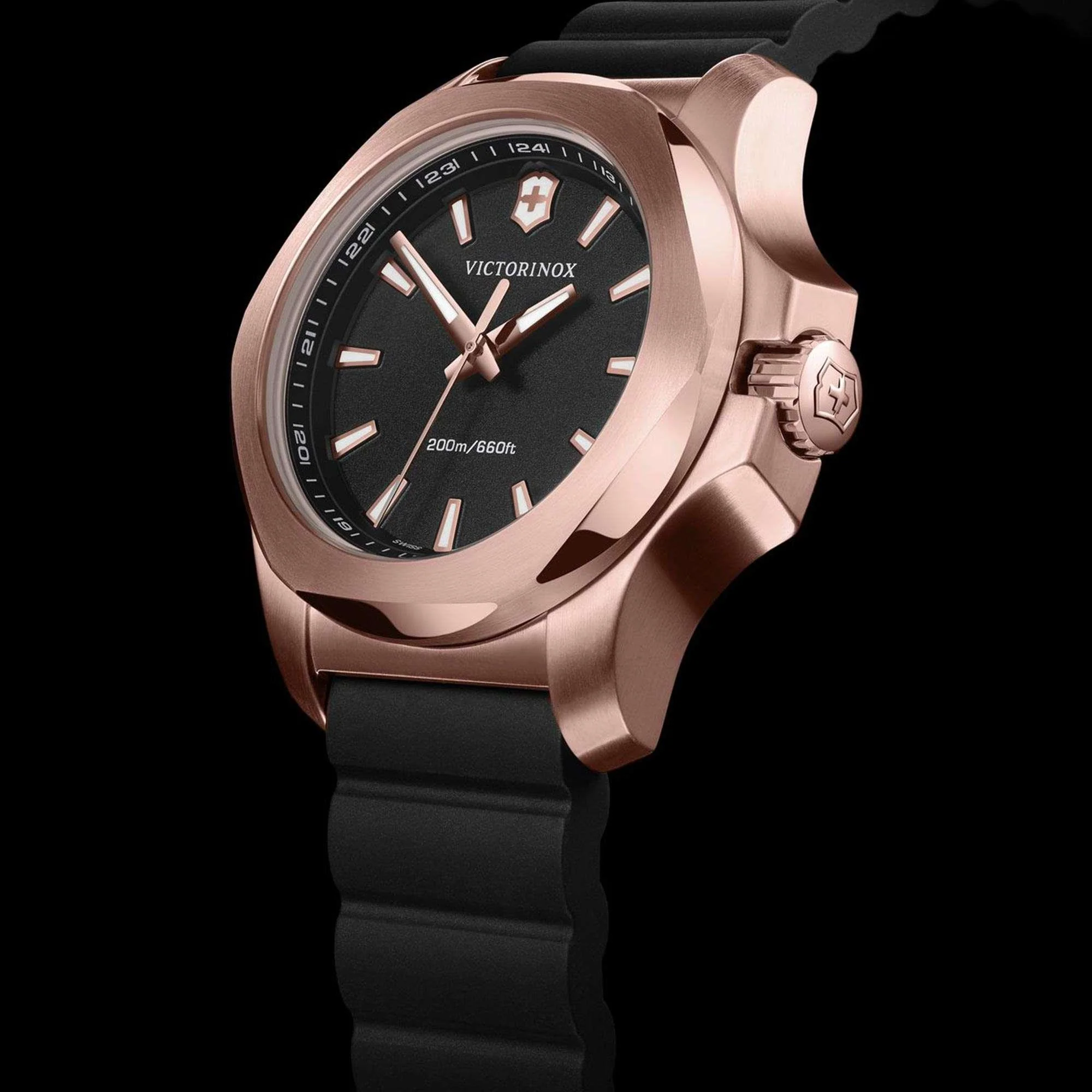Victorinox Swiss Army I.N.O.X V Black Dial Black Rubber Bracelet Men's Watch 241808 - Image 8