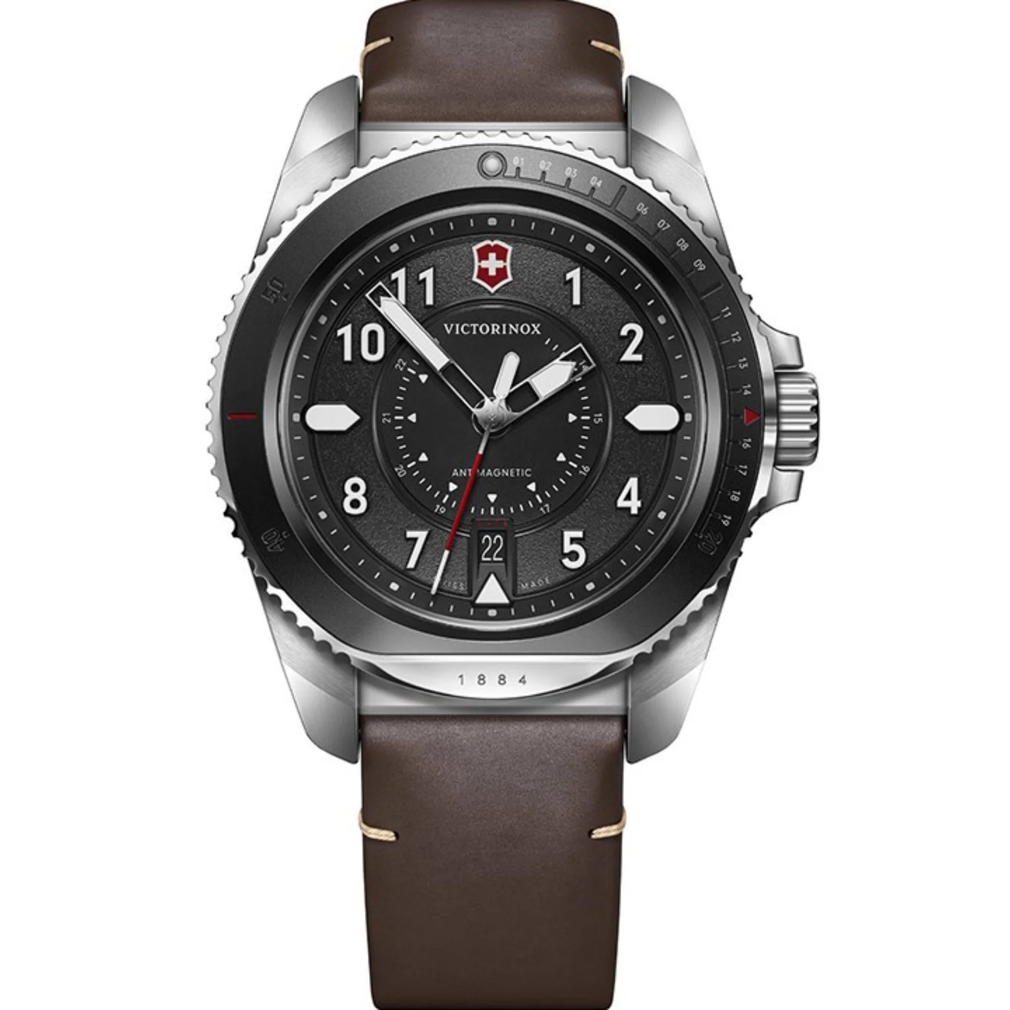 Victorinox Journey 1884 Black Dial Quartz Watch with Black Silicone & Brown Leather Strap Set 241976.1 - Image 13