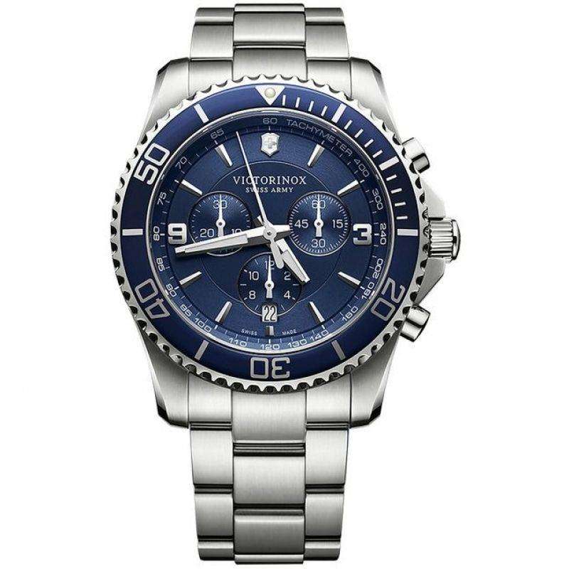 Victorinox Maverick Chronograph Quartz Blue Dial Stainless Steel Bracelet Men's Watch 241689 - Image 6