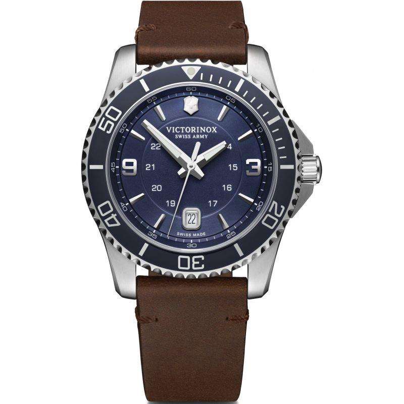 Victorinox Maverick Quartz Blue Dial Brown Leather Strap Men's Watch 241863 - Image 2