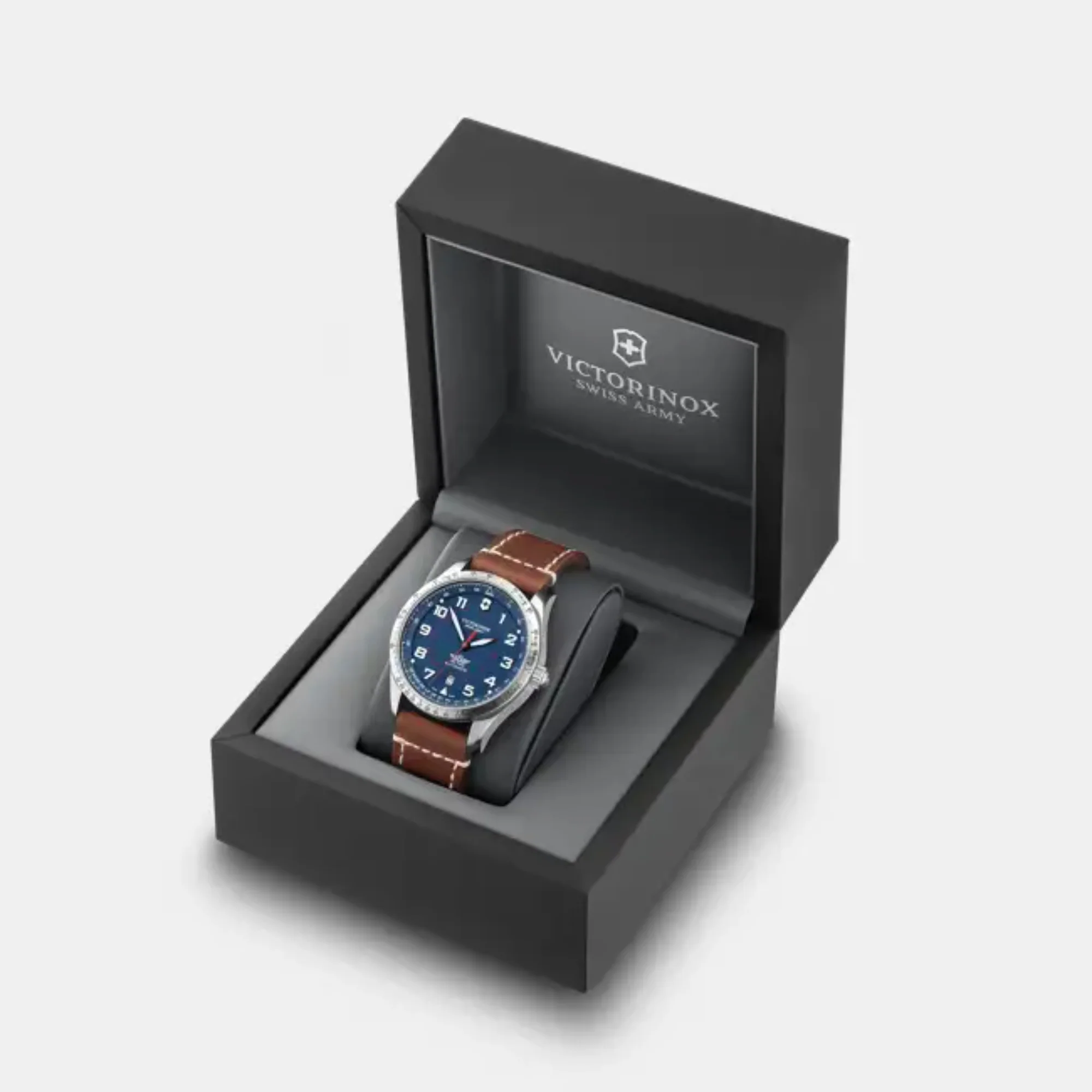 Victorinox Swiss Army Airboss Mechanical Blue Dial Brown Leather Strap Men's Watch 241887 - Image 5