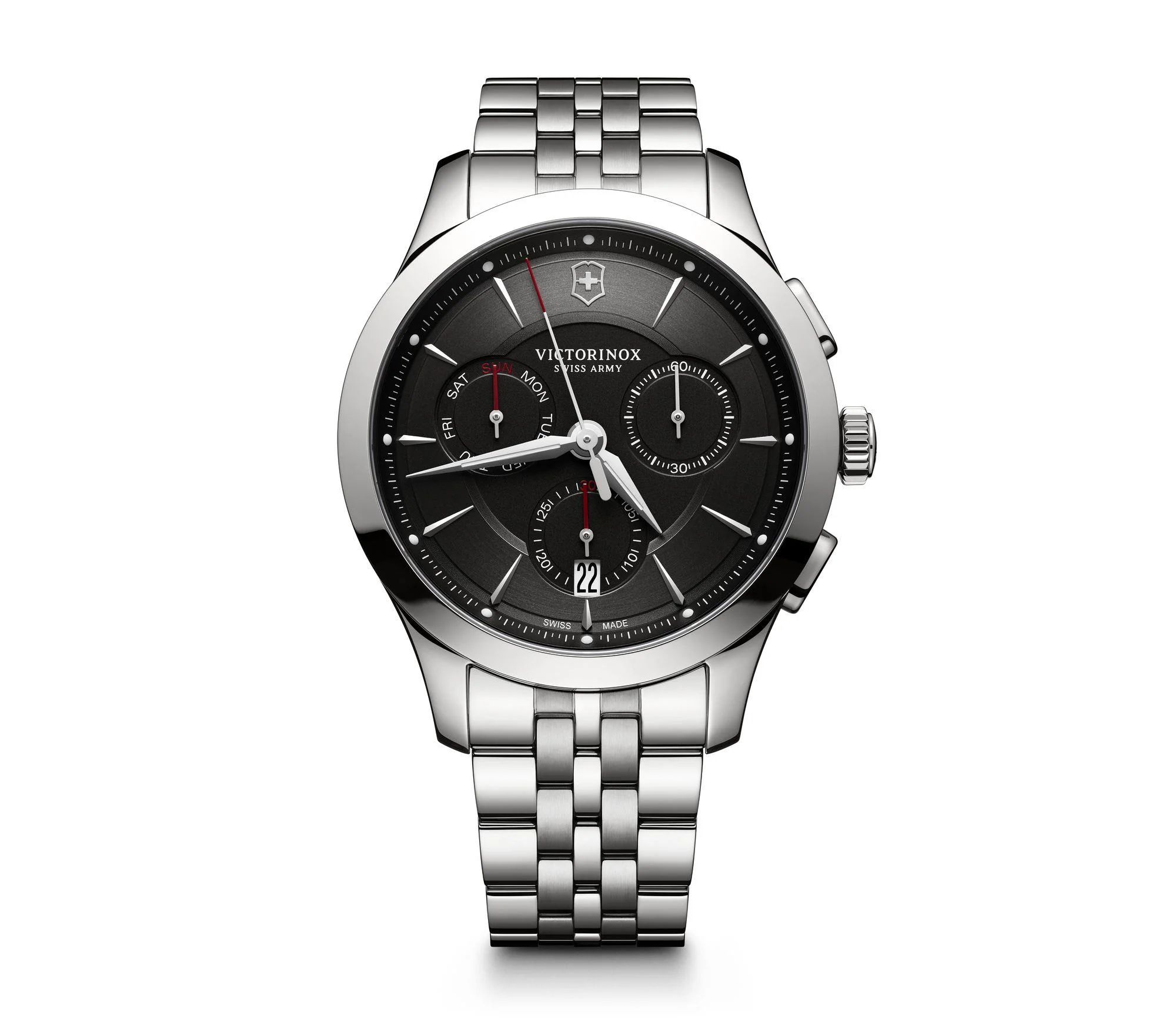 Victorinox Swiss Army Alliance Chronograph Black Dial Silver Stainless Steel Bracelet Men's Watch 241745 - Image 3