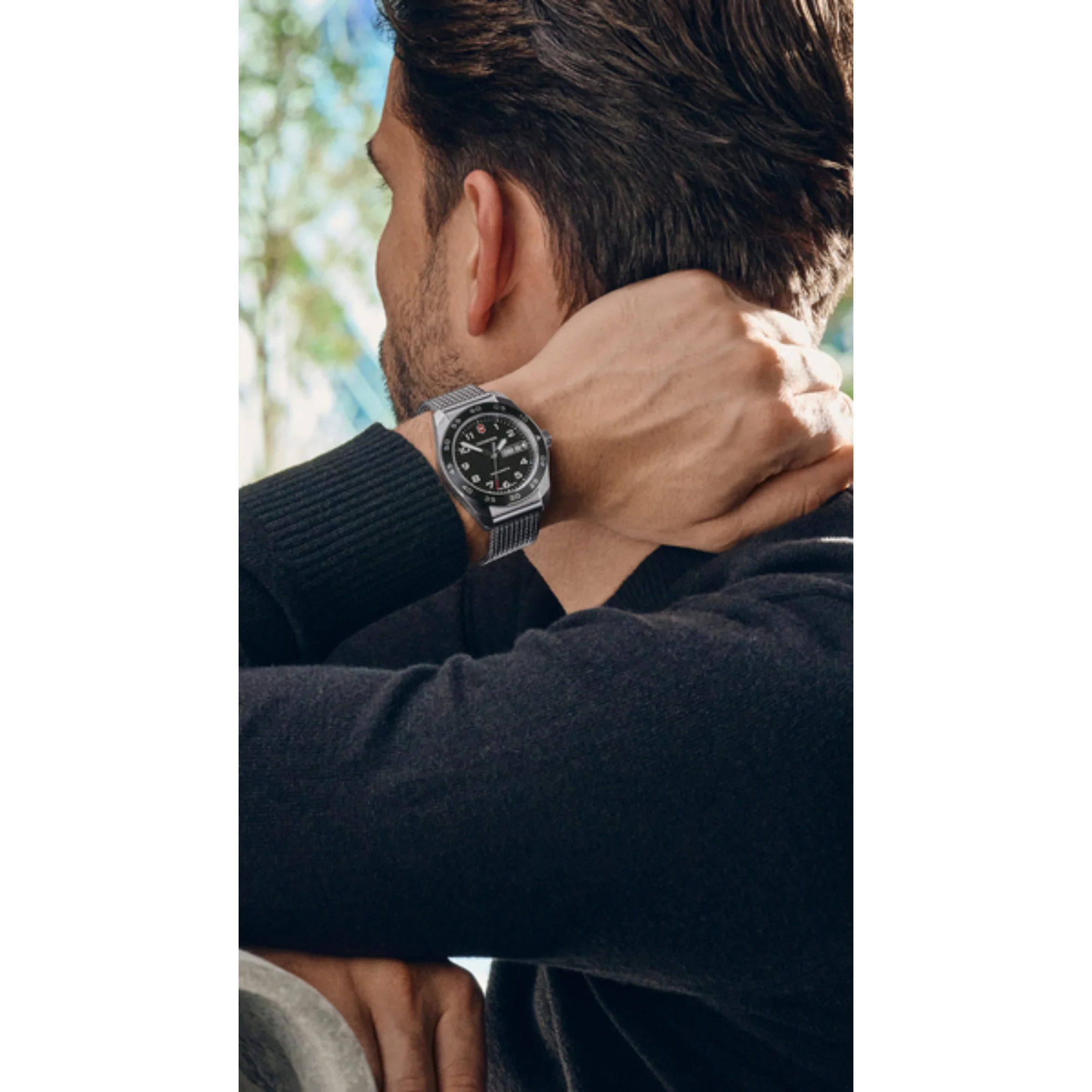 Victorinox Swiss Army Black Dial Steel Mesh Strap Men's Watch 242043 - Image 2