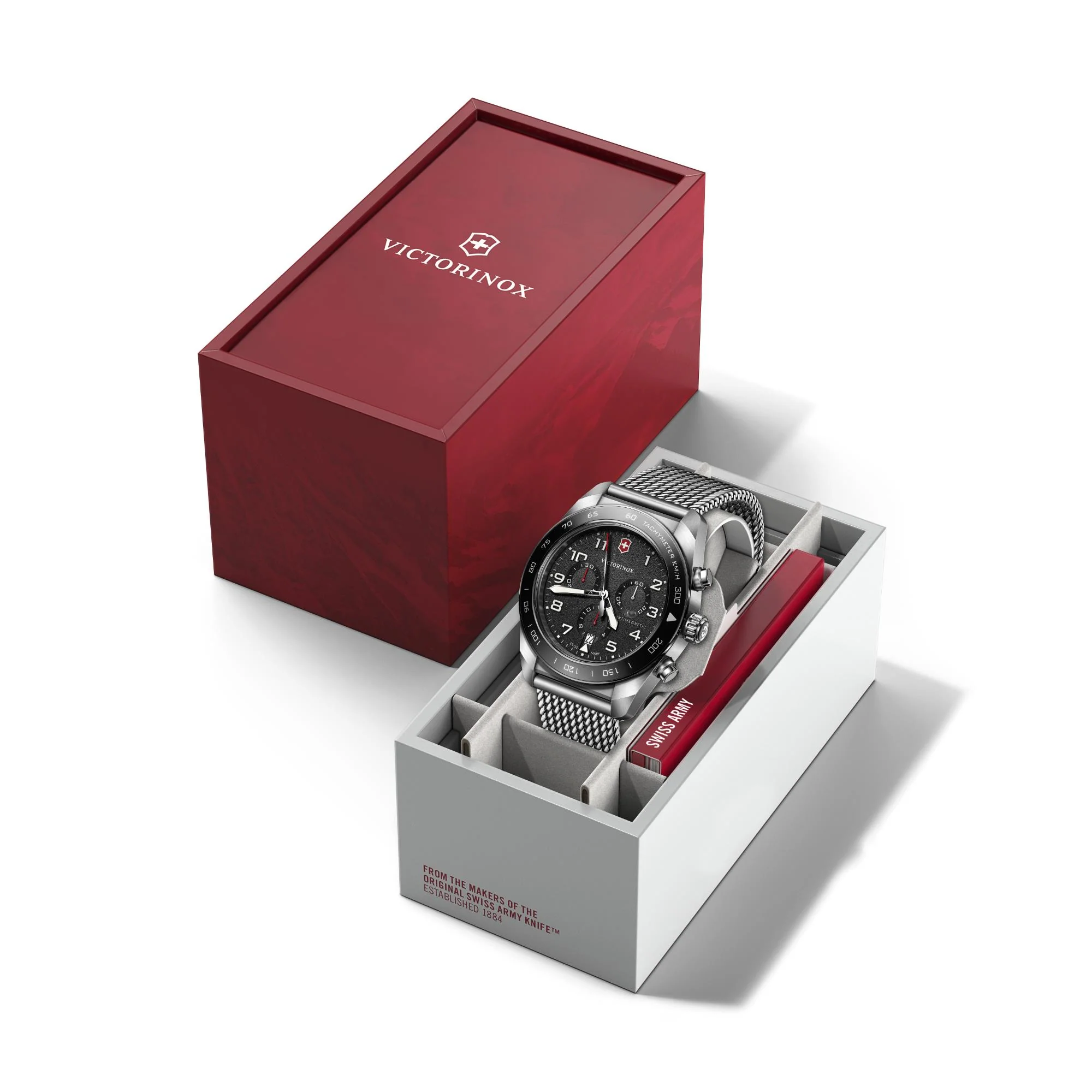 Victorinox Swiss Army Chronograph Black Dial Steel Mesh Strap Men's Watch 242048 - Image 14