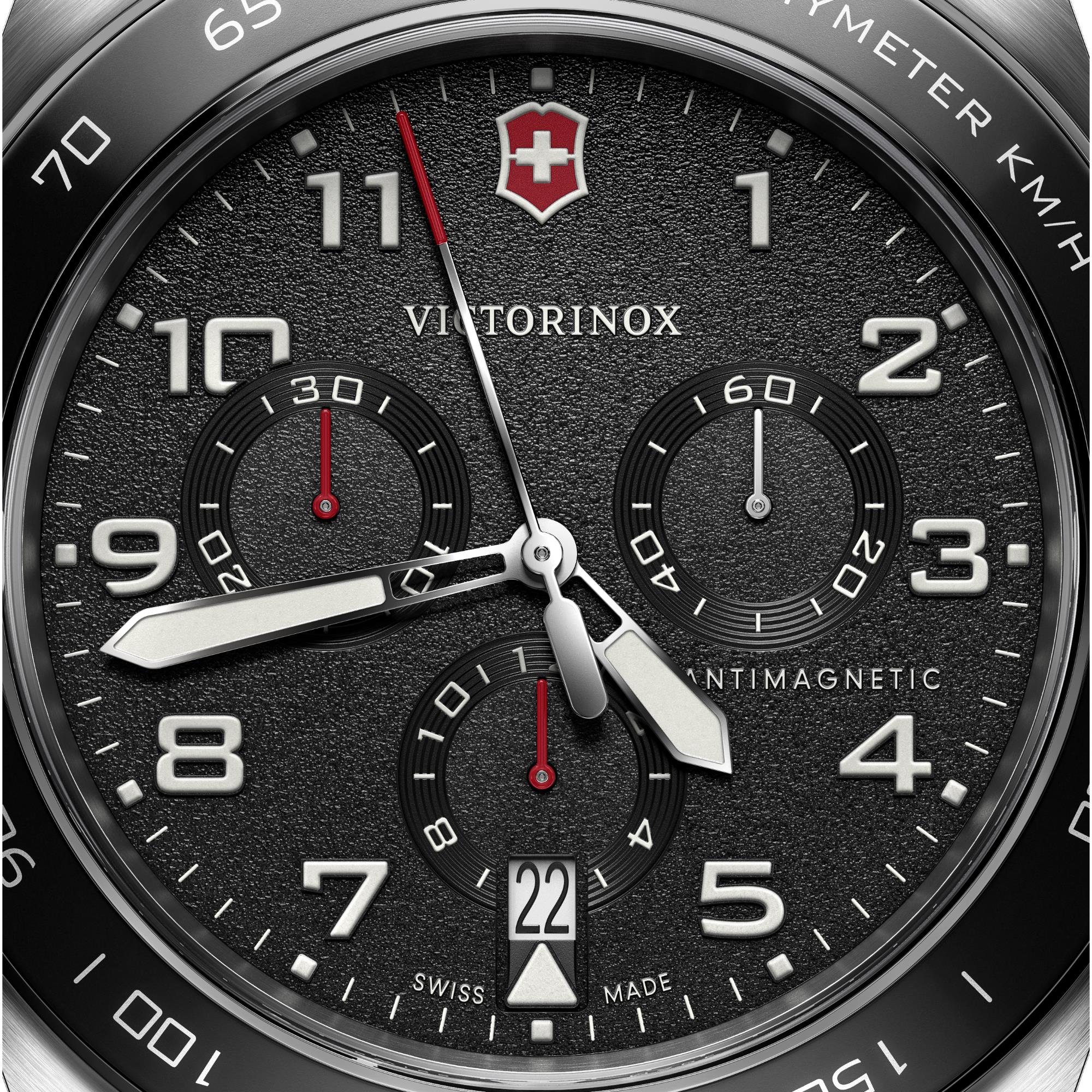 Victorinox Swiss Army Chronograph Black Dial Steel Mesh Strap Men's Watch 242048 - Image 3