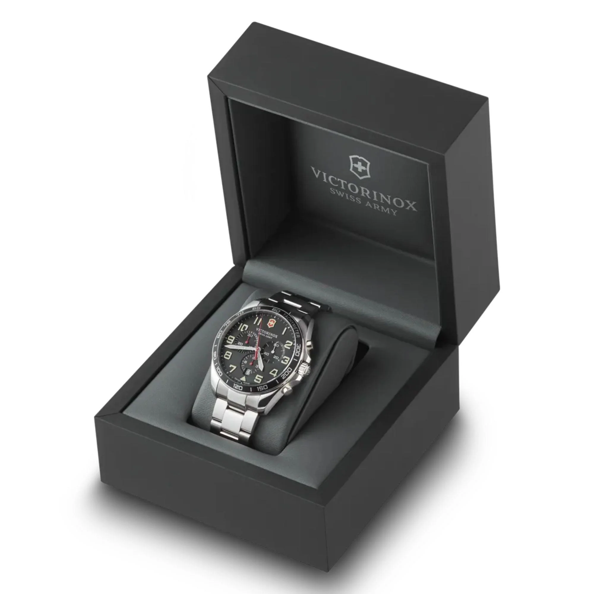 Victorinox Swiss Army FieldForce Chronograph Silver Steel Black Dial Quartz Men's Watch 241855 - Image 5