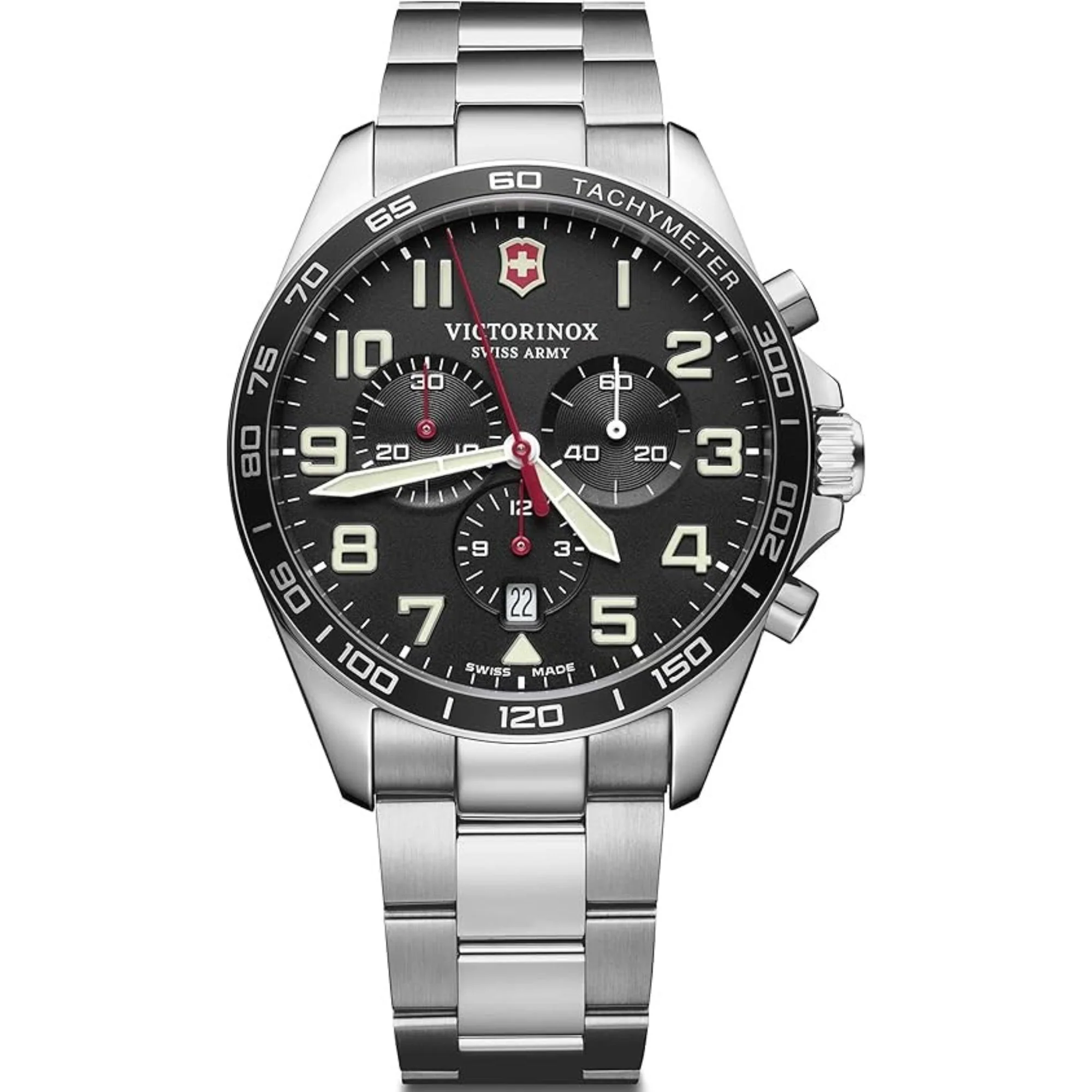 Victorinox Swiss Army FieldForce Chronograph Silver Steel Black Dial Quartz Men's Watch 241855 - Image 6
