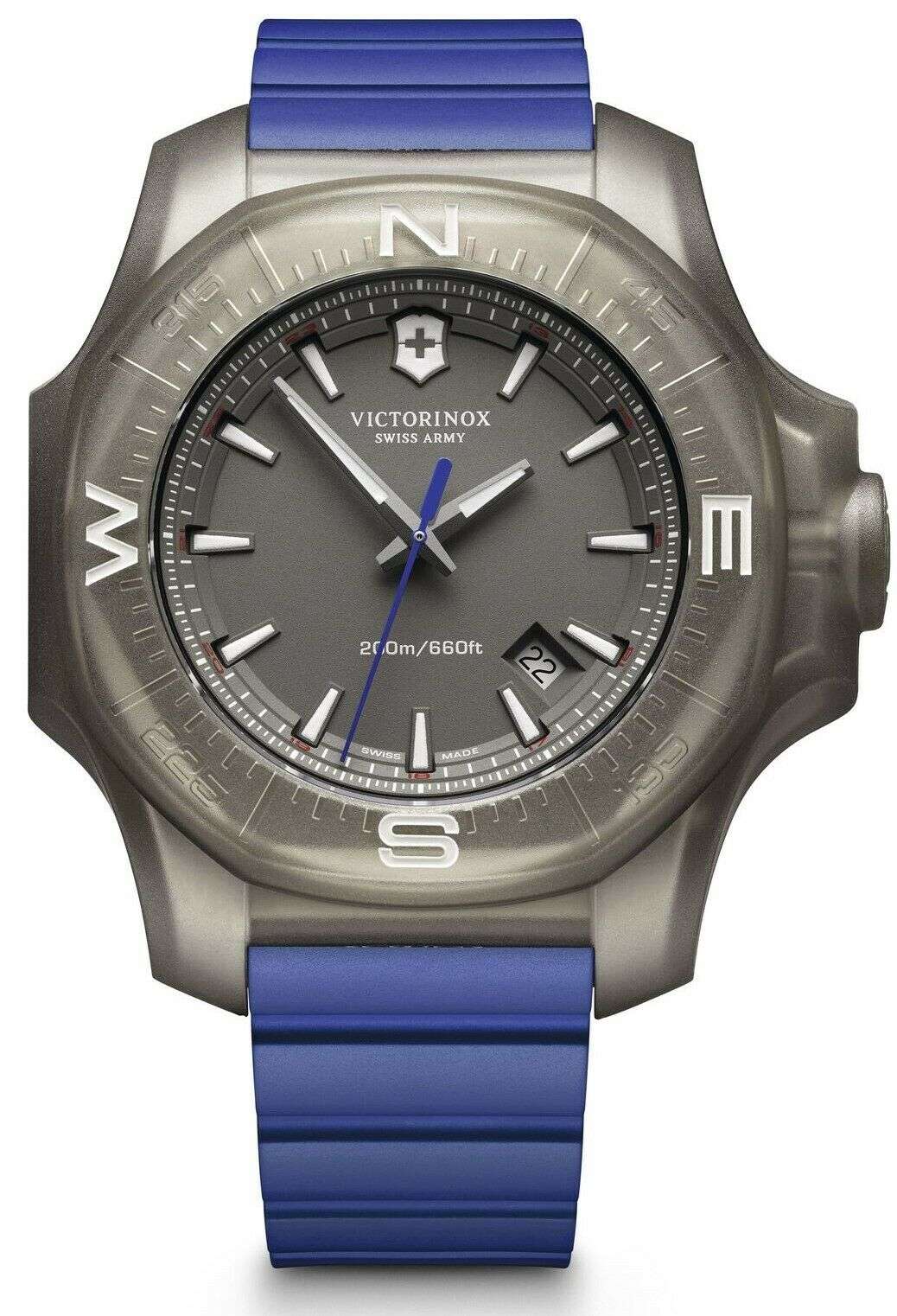 Victorinox Swiss Army I.N.O.X Blue Rubber Grey Titanium Quartz Men's Watch 241759 - Image 9