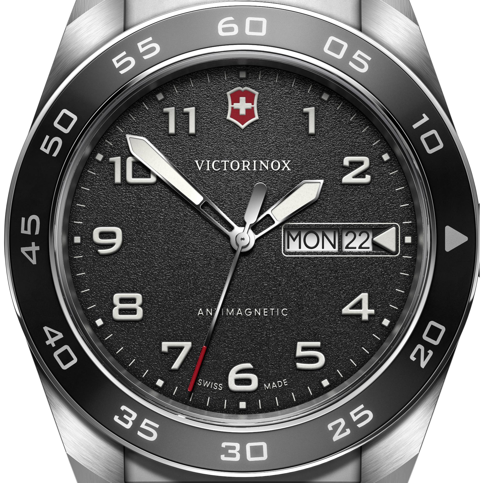 Victorinox Swiss Army Quartz Black Dial Leather Strap Men's Watch 242041 - Image 3