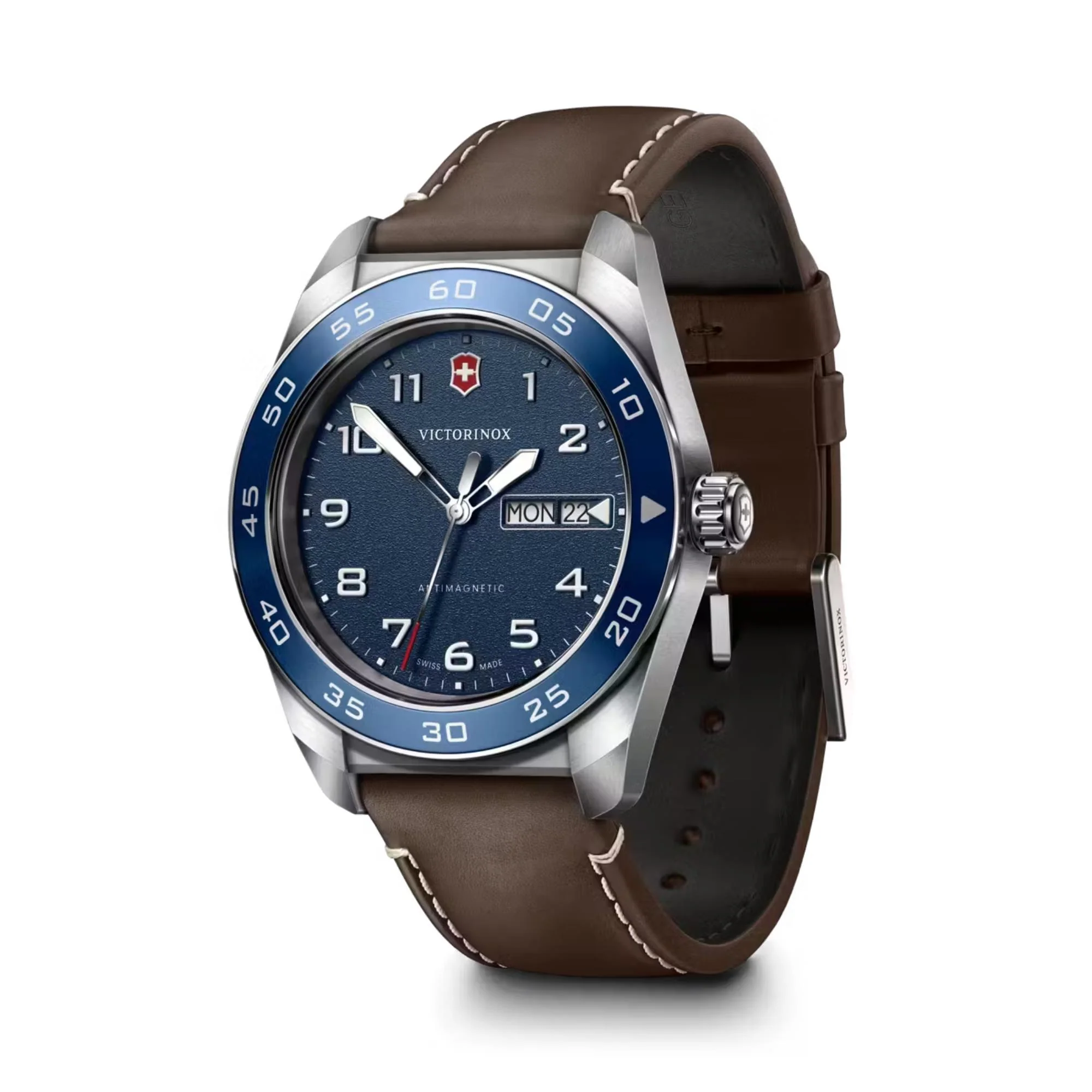 Victorinox Swiss Army Quartz Blue Dial Leather Strap Men's Watch 242040 - Image 20