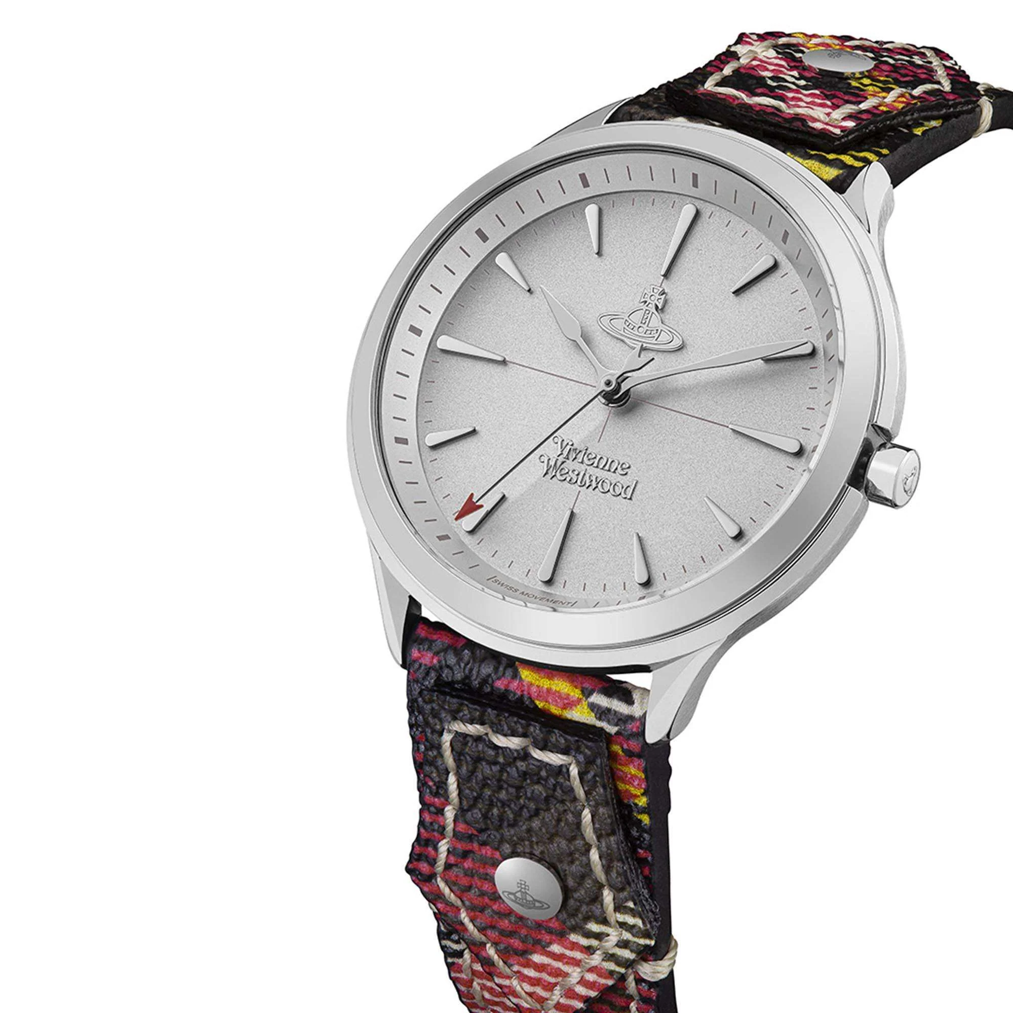Vivienne Westwood The Elcho Quartz Silver Dial Tartan Leather Strap Ladies Watch VV255SLMT - Image 6