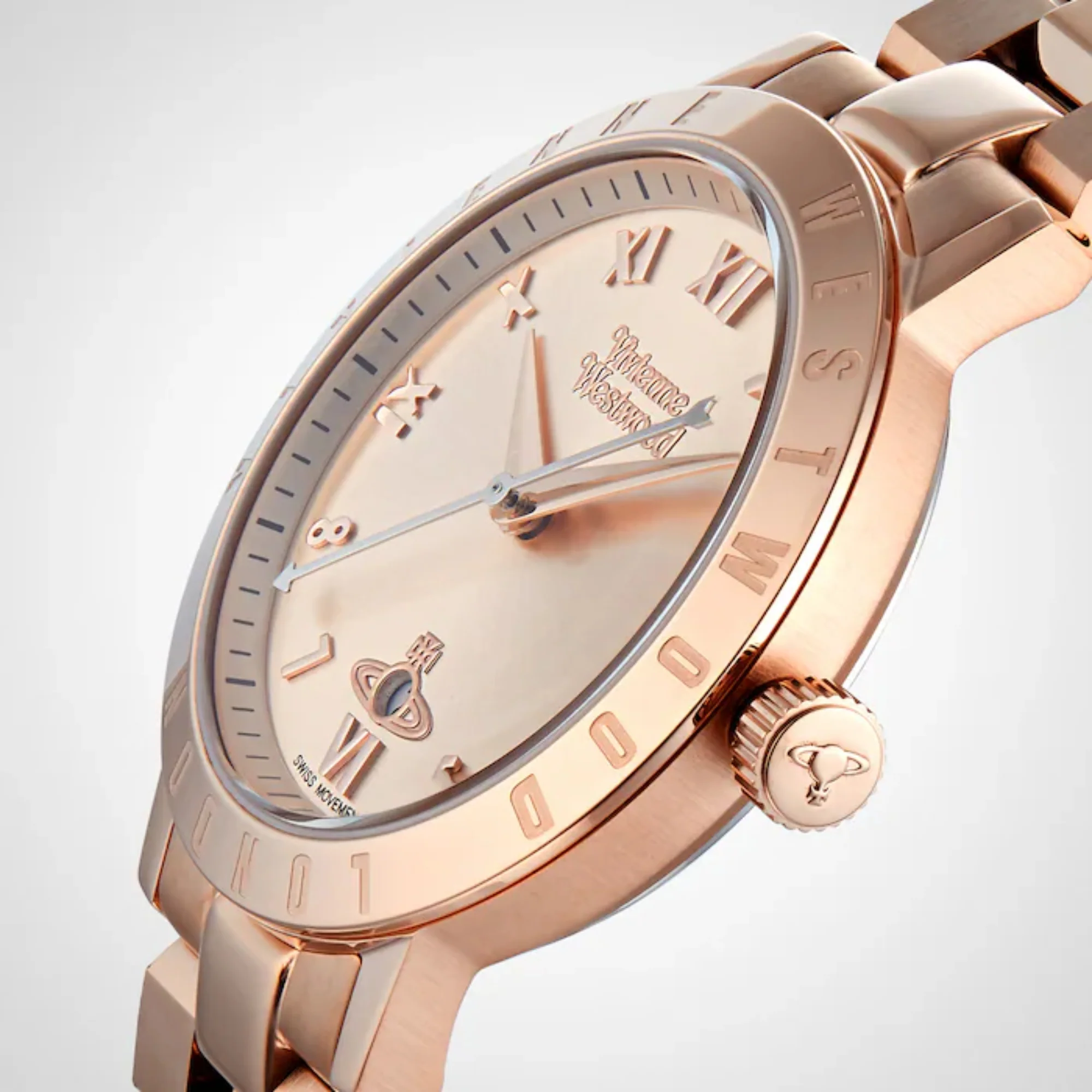 Vivienne Westwood Bloomsbury Quartz Rose Gold Dial Steel Strap Women's Watch VV152RSRS - Image 4