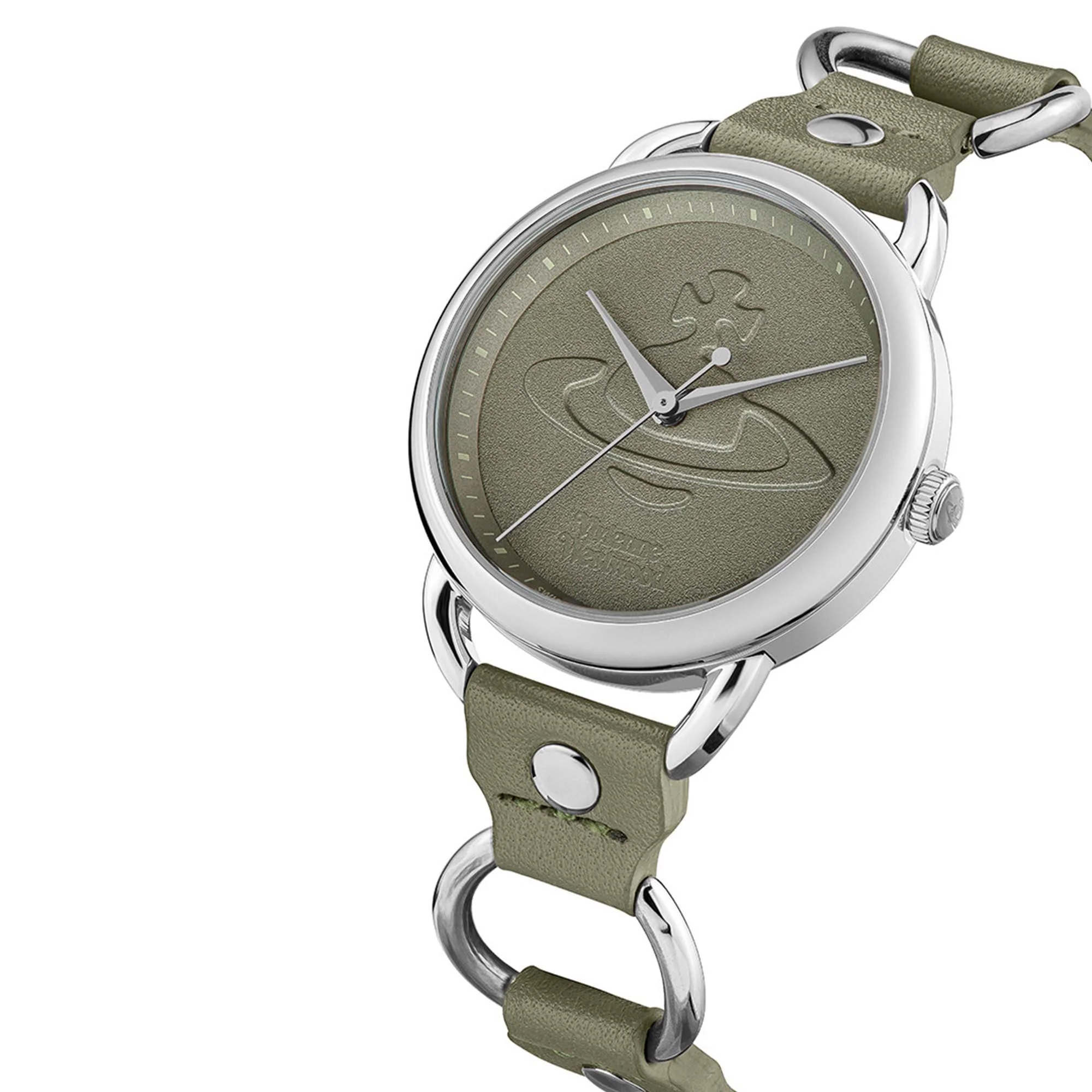 Vivienne Westwood Carnaby Quartz Olive Green Dial Olive Green Leather Strap Ladies Watch VV163OLSL - Image 13