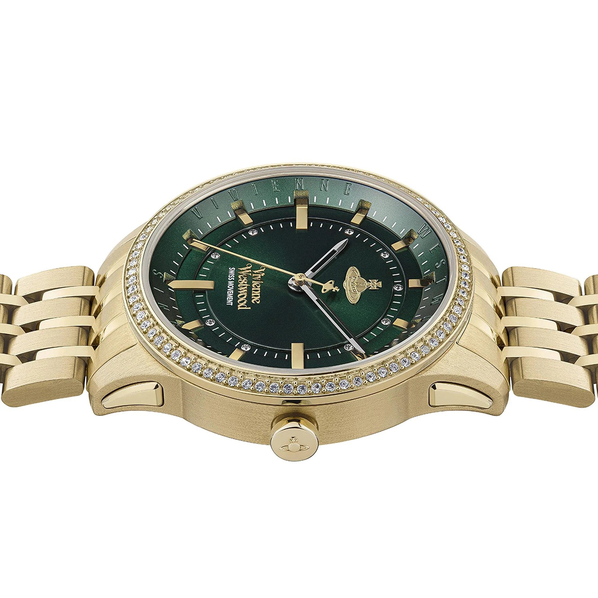 Vivienne Westwood East End Quartz Green Dial Gold PVD Stainless Steel Bracelet Ladies Watch VV262GRGD - Image 3