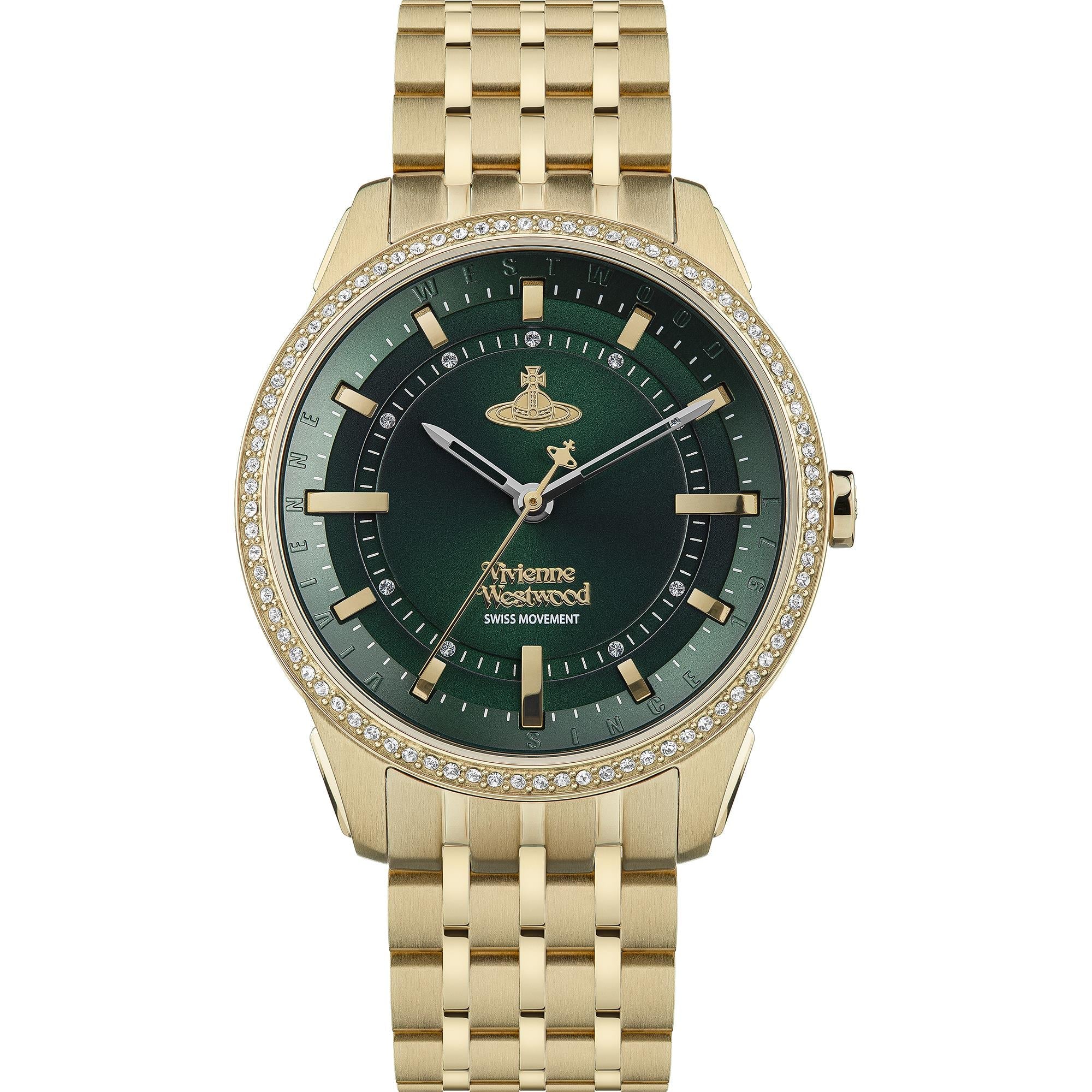 Vivienne Westwood East End Quartz Green Dial Gold PVD Stainless Steel Bracelet Ladies Watch VV262GRGD - Image 6