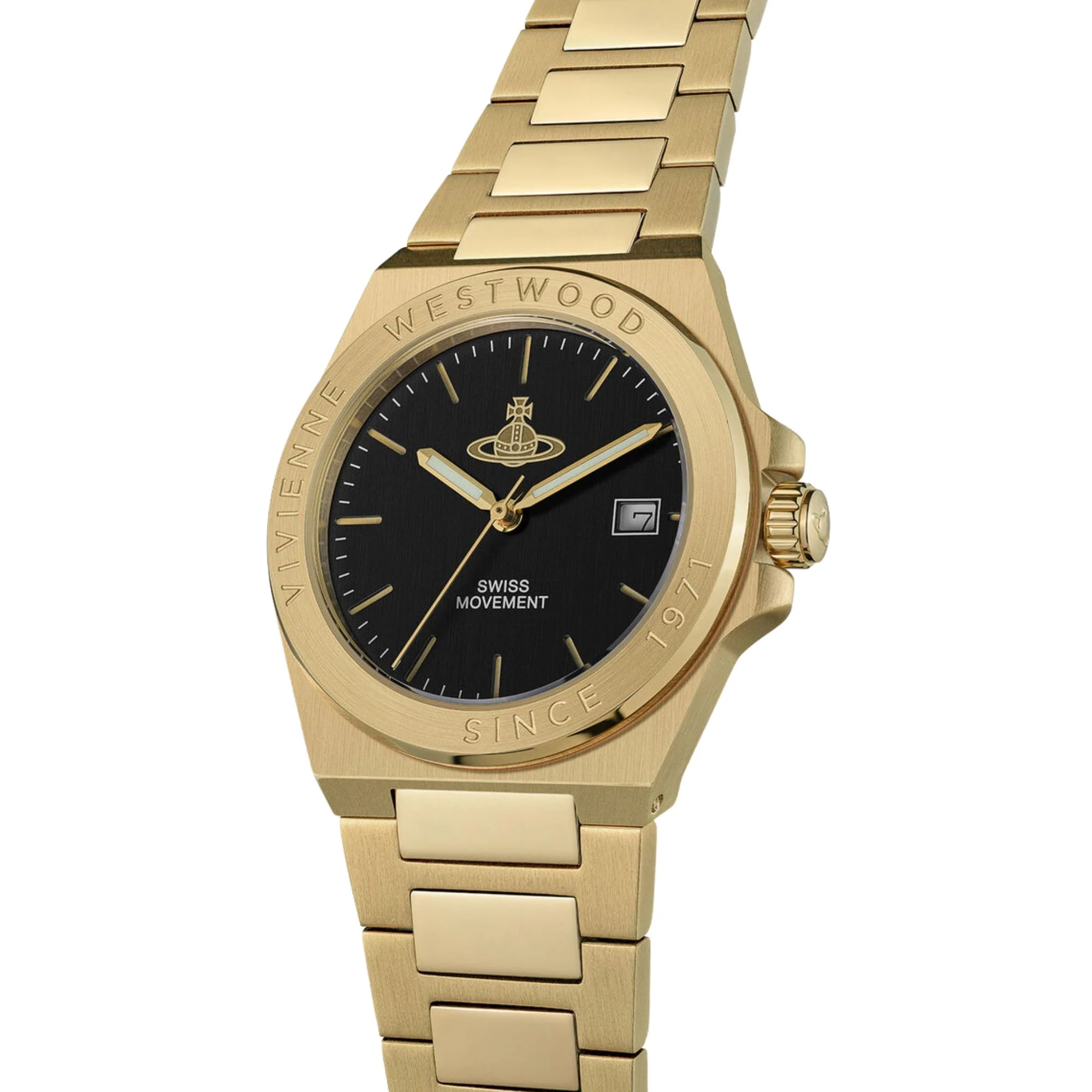 Vivienne Westwood Hanwell Quartz Black Dial Steel Strap Unisex Watch VV335BKGD - Image 3