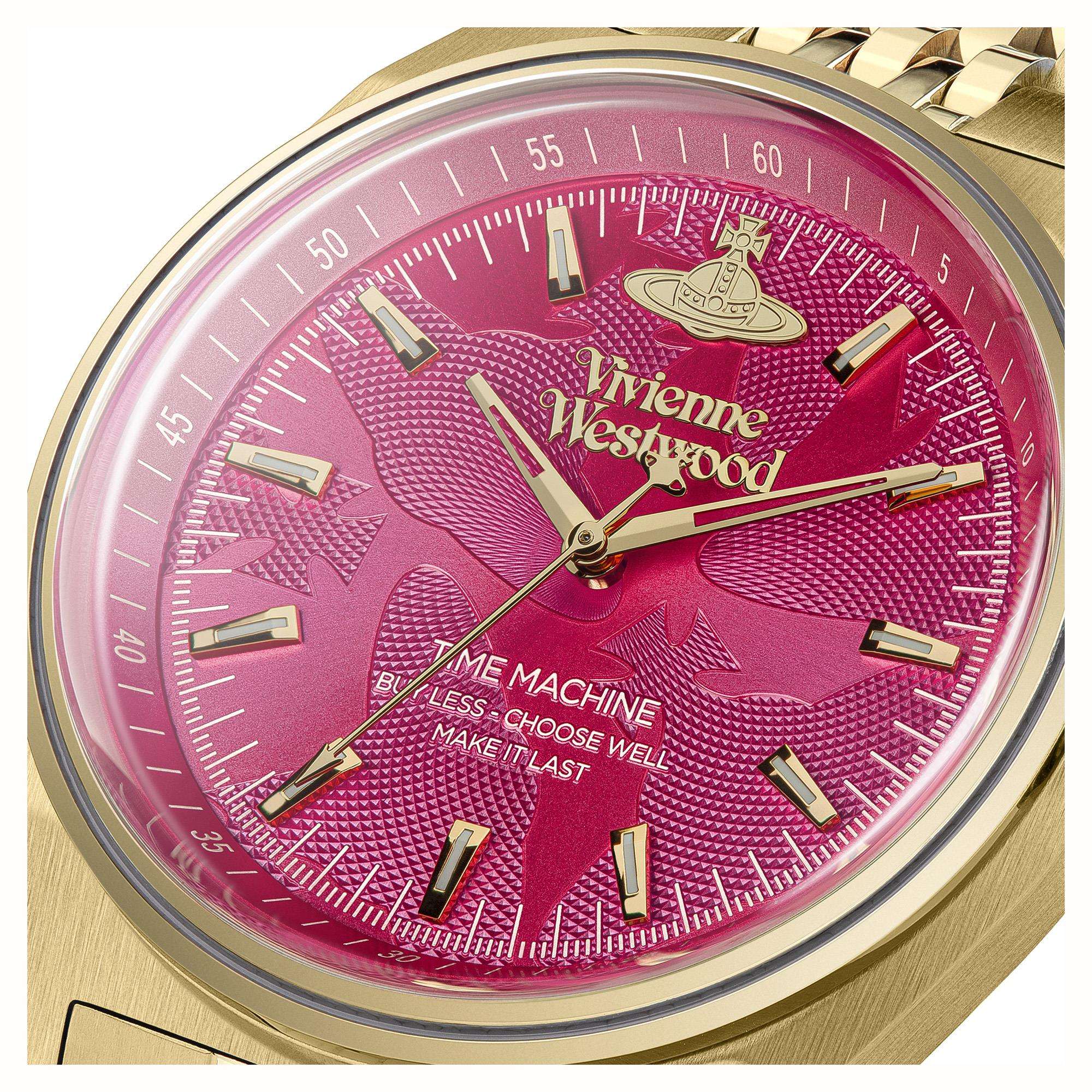 Vivienne Westwood Lady Sydenham Pink Dial Gold PVD Stainless Steel Bracelet Ladies Watch VV251RRGD - Image 3