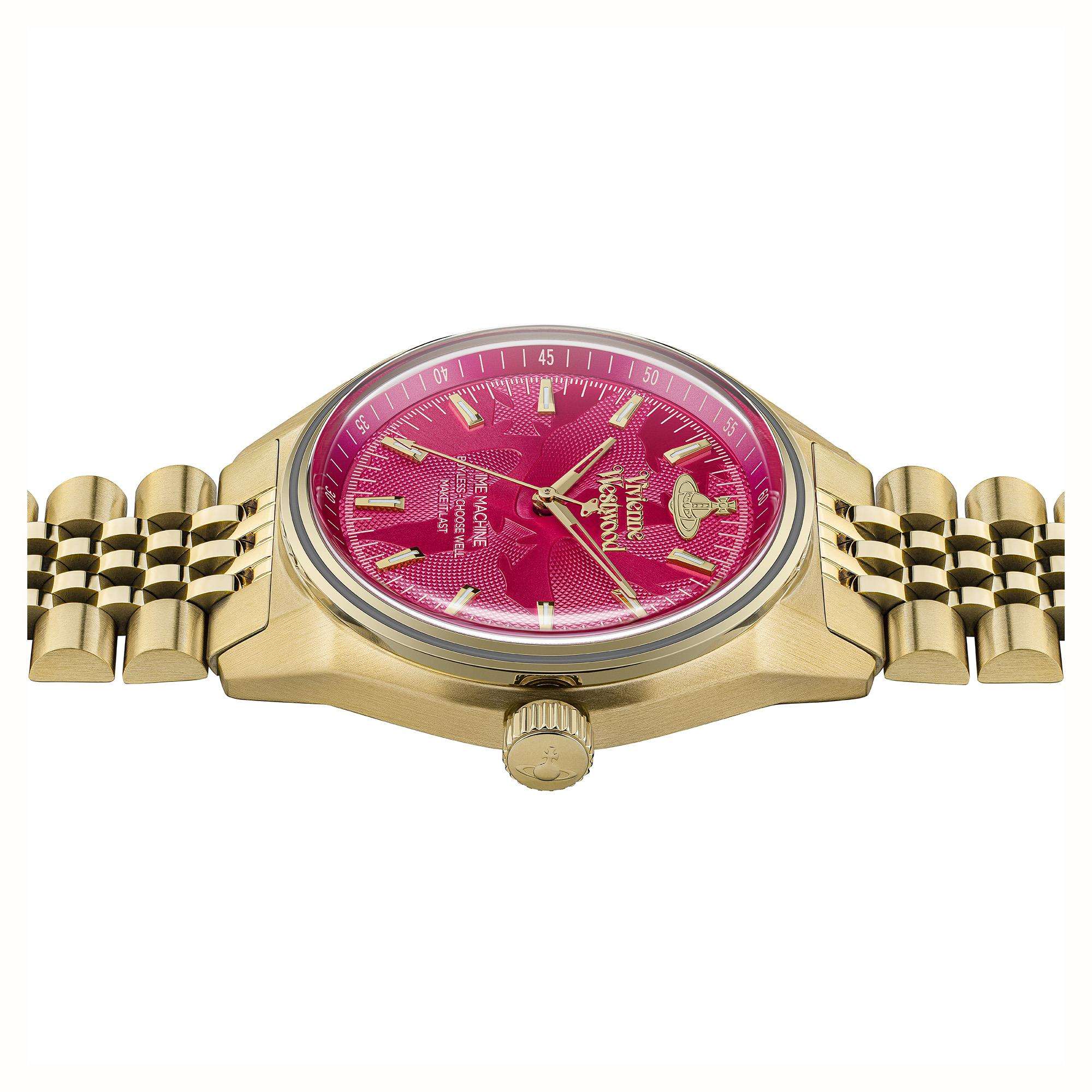 Vivienne Westwood Lady Sydenham Pink Dial Gold PVD Stainless Steel Bracelet Ladies Watch VV251RRGD - Image 4