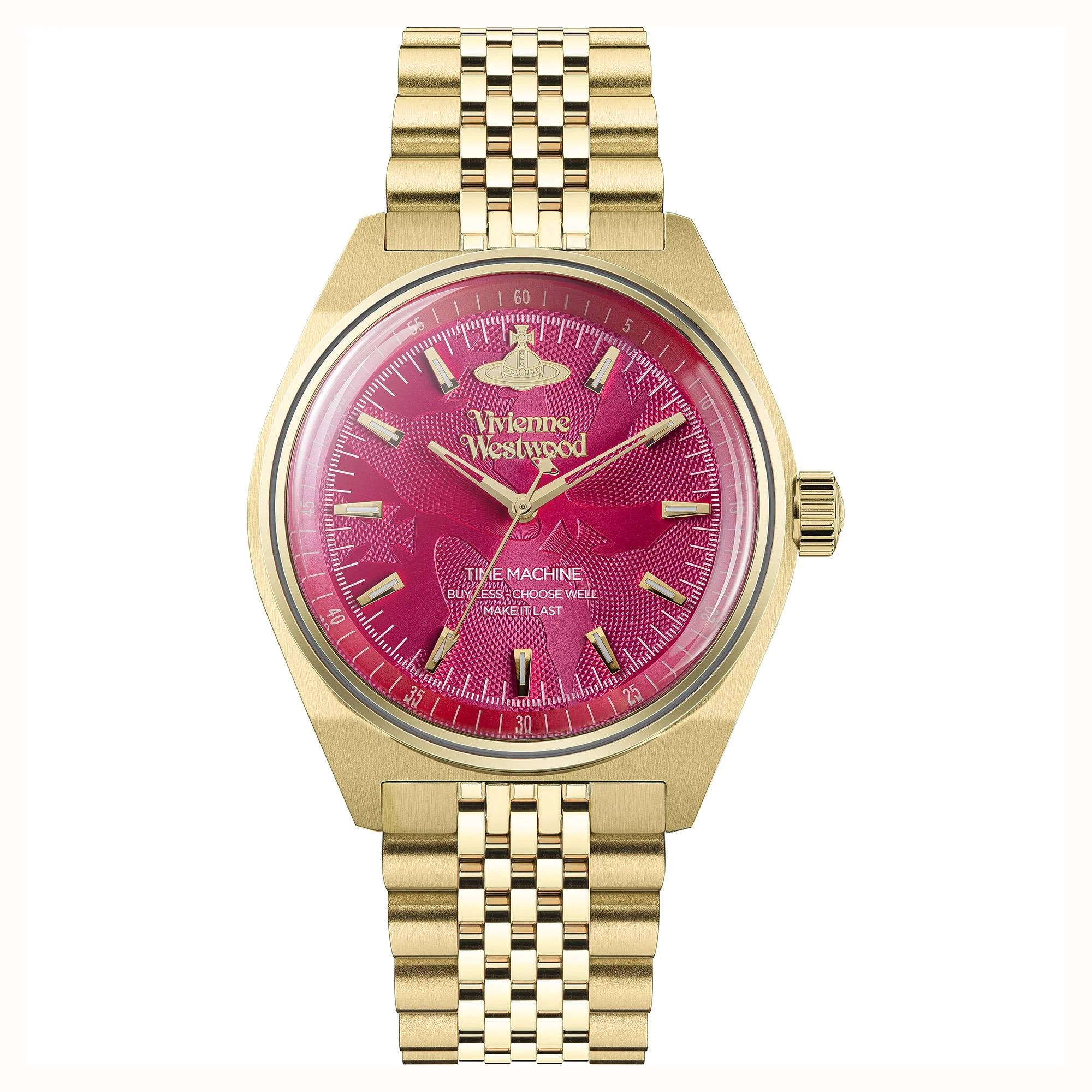 Vivienne Westwood Lady Sydenham Pink Dial Gold PVD Stainless Steel Bracelet Ladies Watch VV251RRGD - Image 7