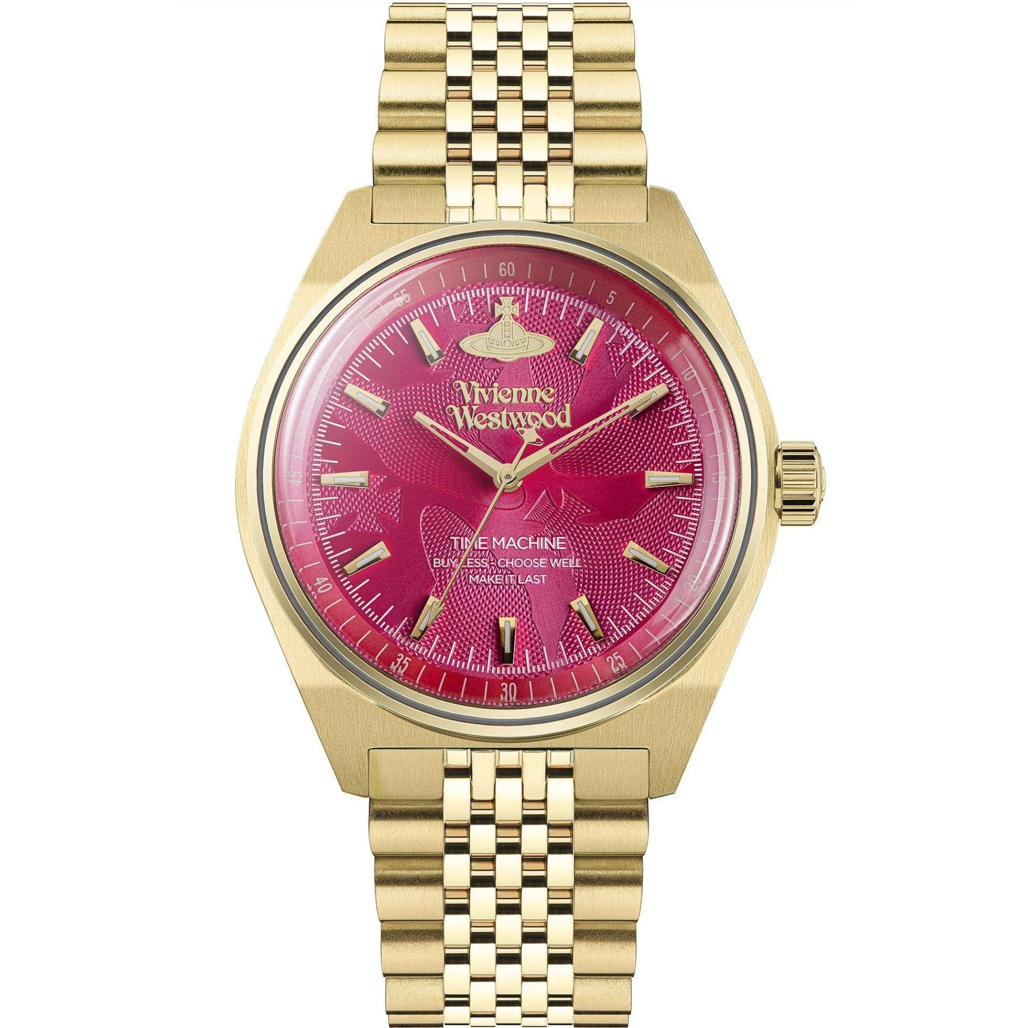 Vivienne Westwood Lady Sydenham Pink Dial Gold PVD Stainless Steel Bracelet Ladies Watch VV251RRGD - Image 8
