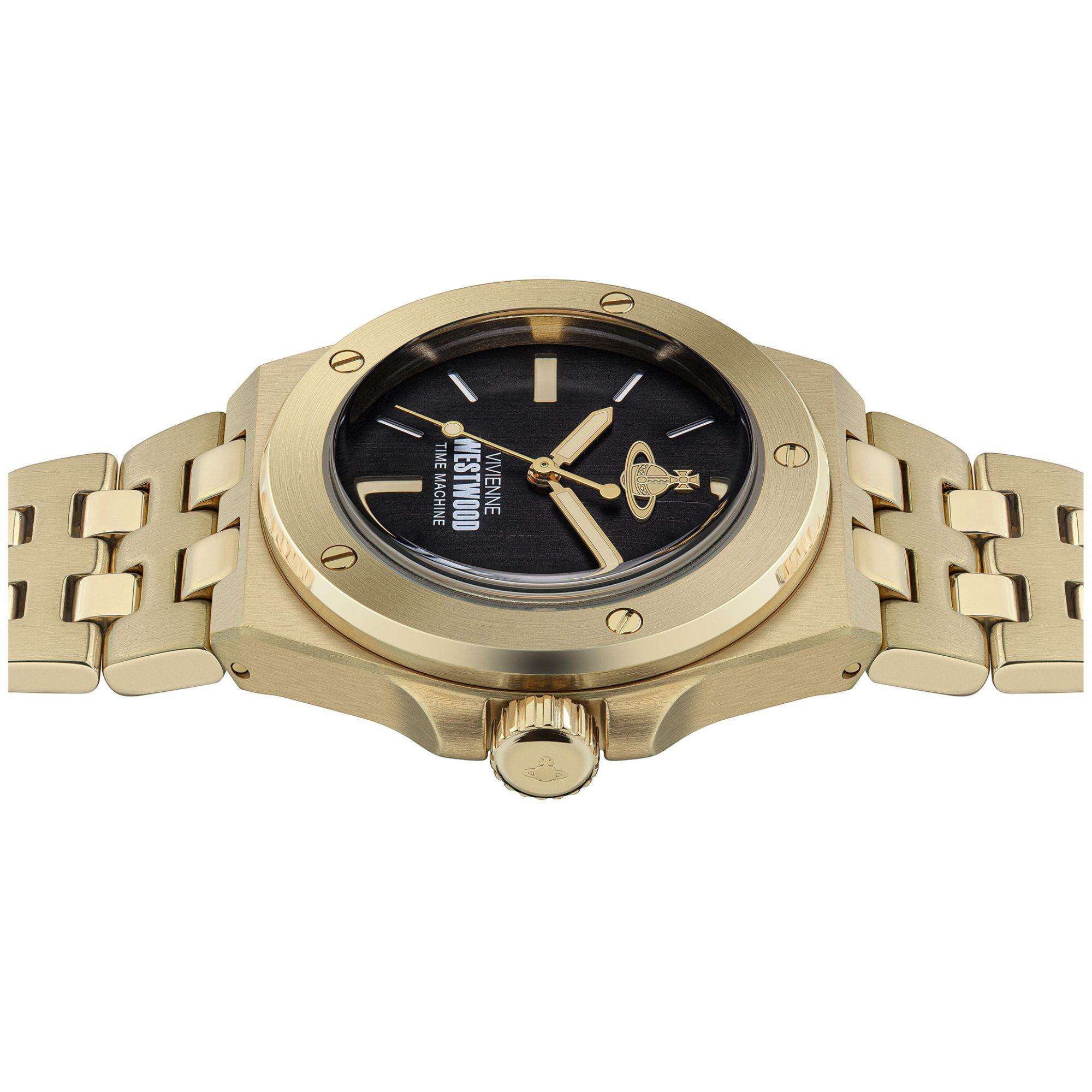 Vivienne Westwood Leamouth Black Dial Gold PVD Bracelet Unisex Watch VV271BKGD - Image 3