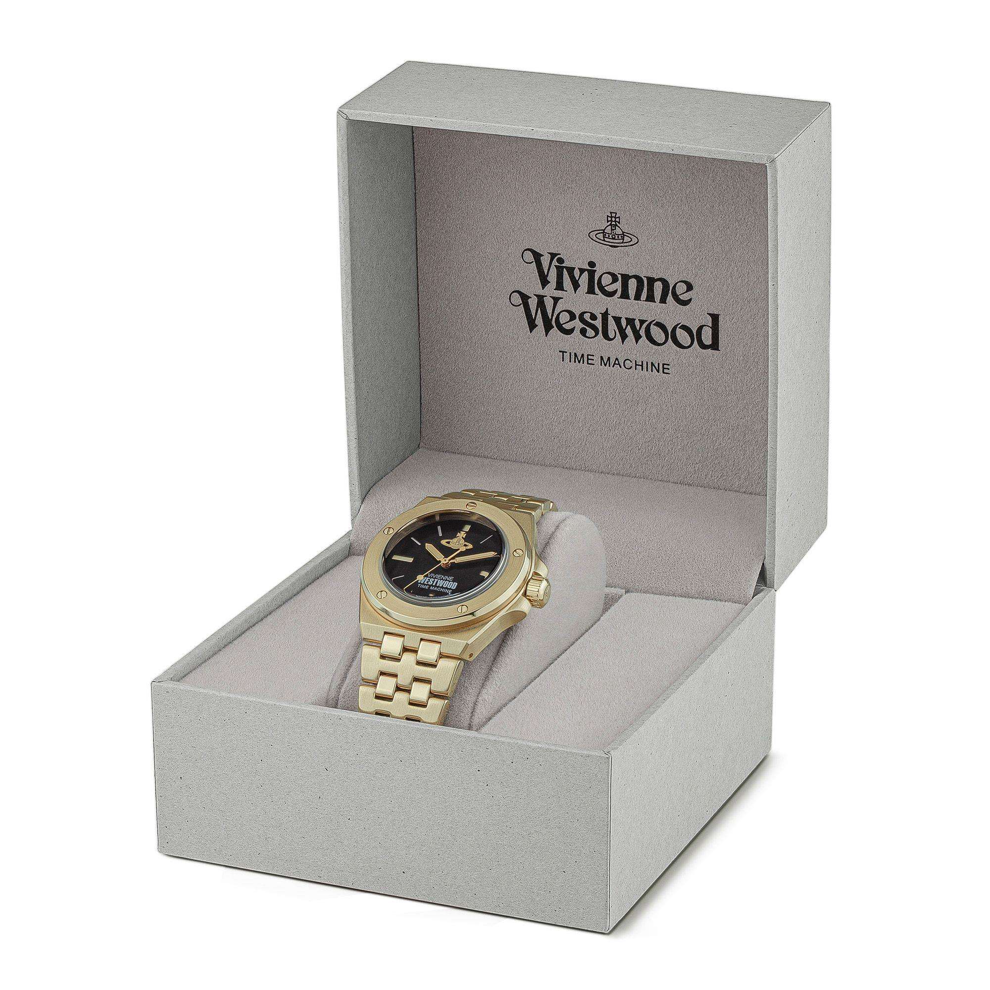 Vivienne Westwood Leamouth Black Dial Gold PVD Bracelet Unisex Watch VV271BKGD - Image 4