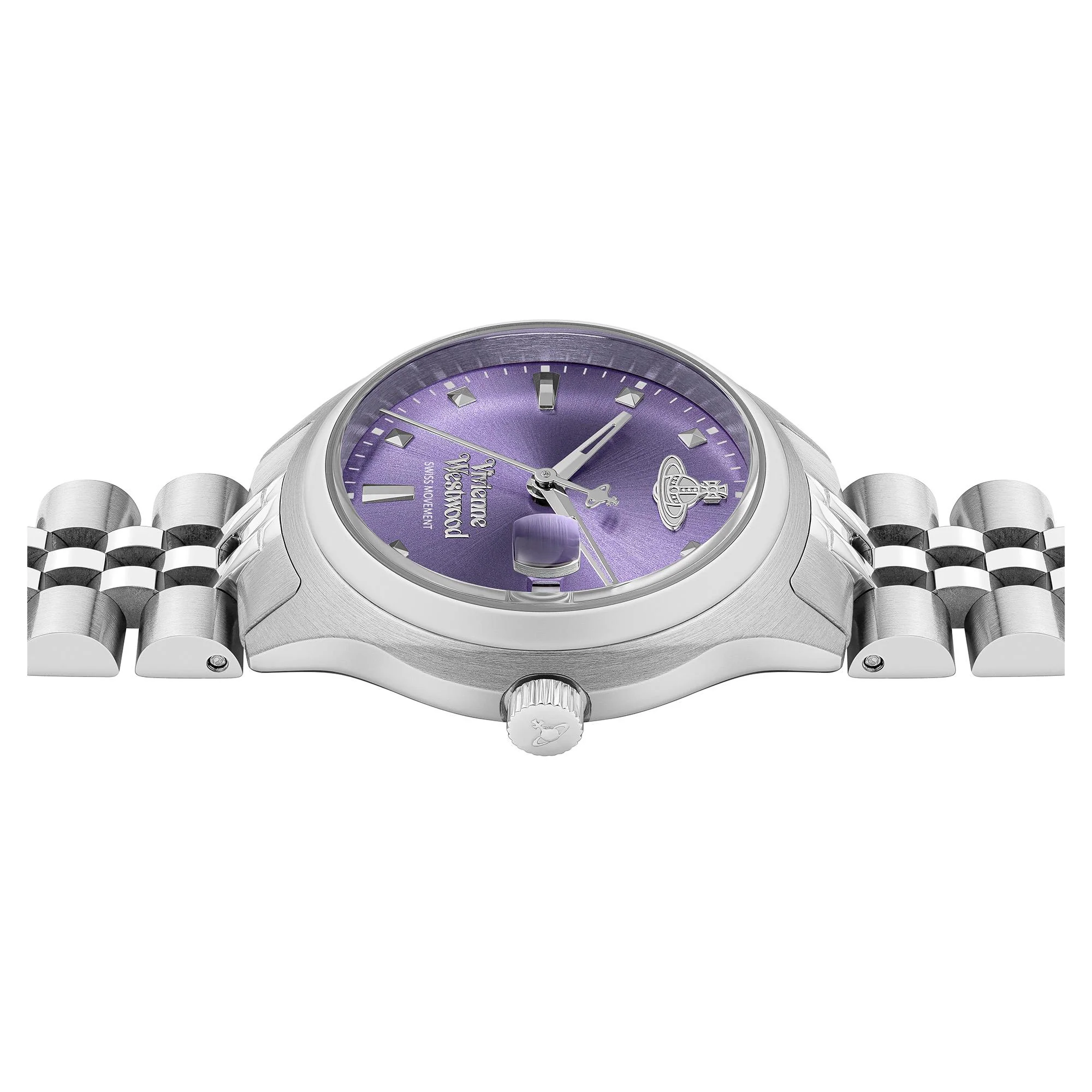 Vivienne Westwood Little Camberwell Quartz Purple Dial Steel Strap Women's Watch VV311PPSL - Image 10
