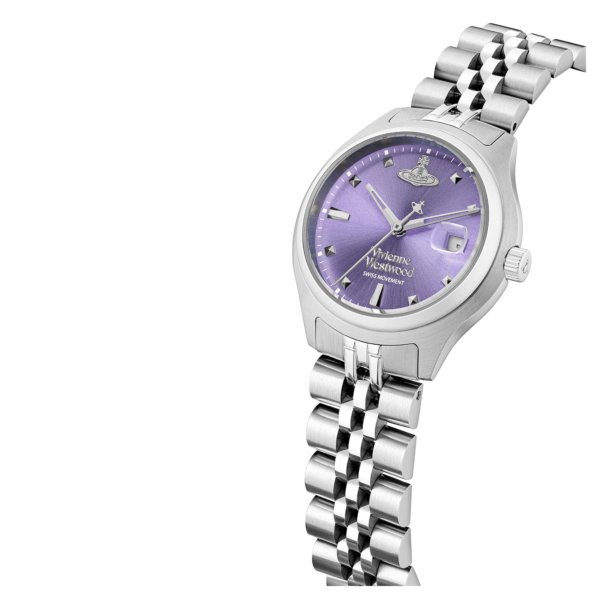 Vivienne Westwood Little Camberwell Quartz Purple Dial Steel Strap Women's Watch VV311PPSL - Image 11
