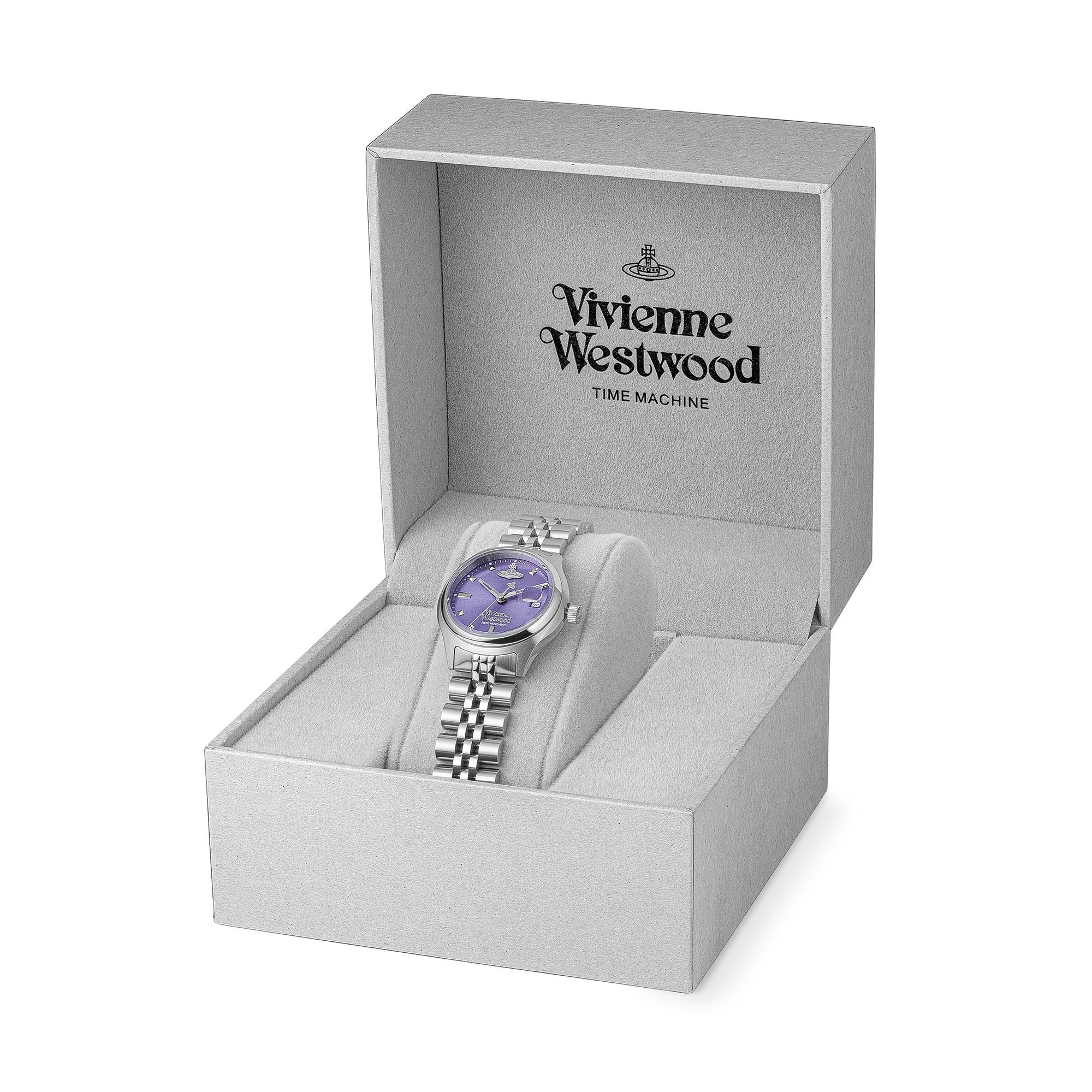 Vivienne Westwood Little Camberwell Quartz Purple Dial Steel Strap Women's Watch VV311PPSL - Image 6