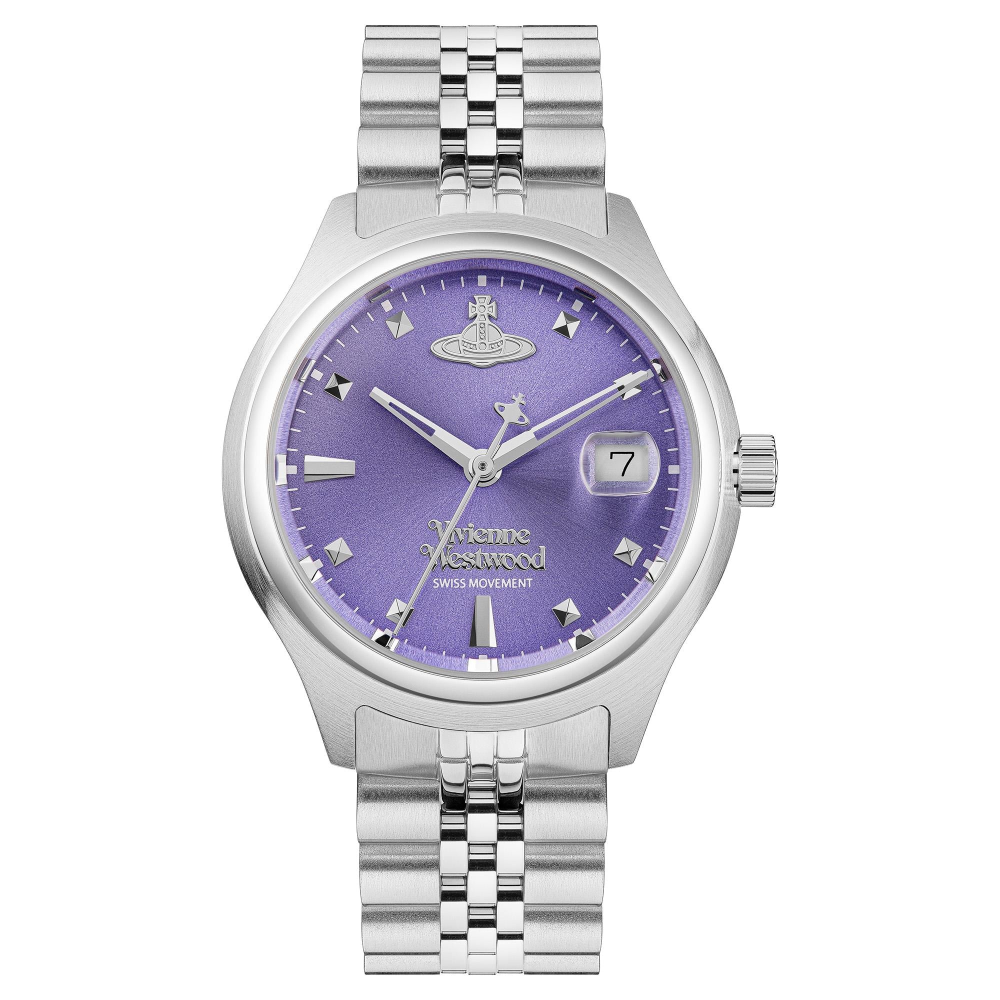 Vivienne Westwood Little Camberwell Quartz Purple Dial Steel Strap Women's Watch VV311PPSL - Image 7