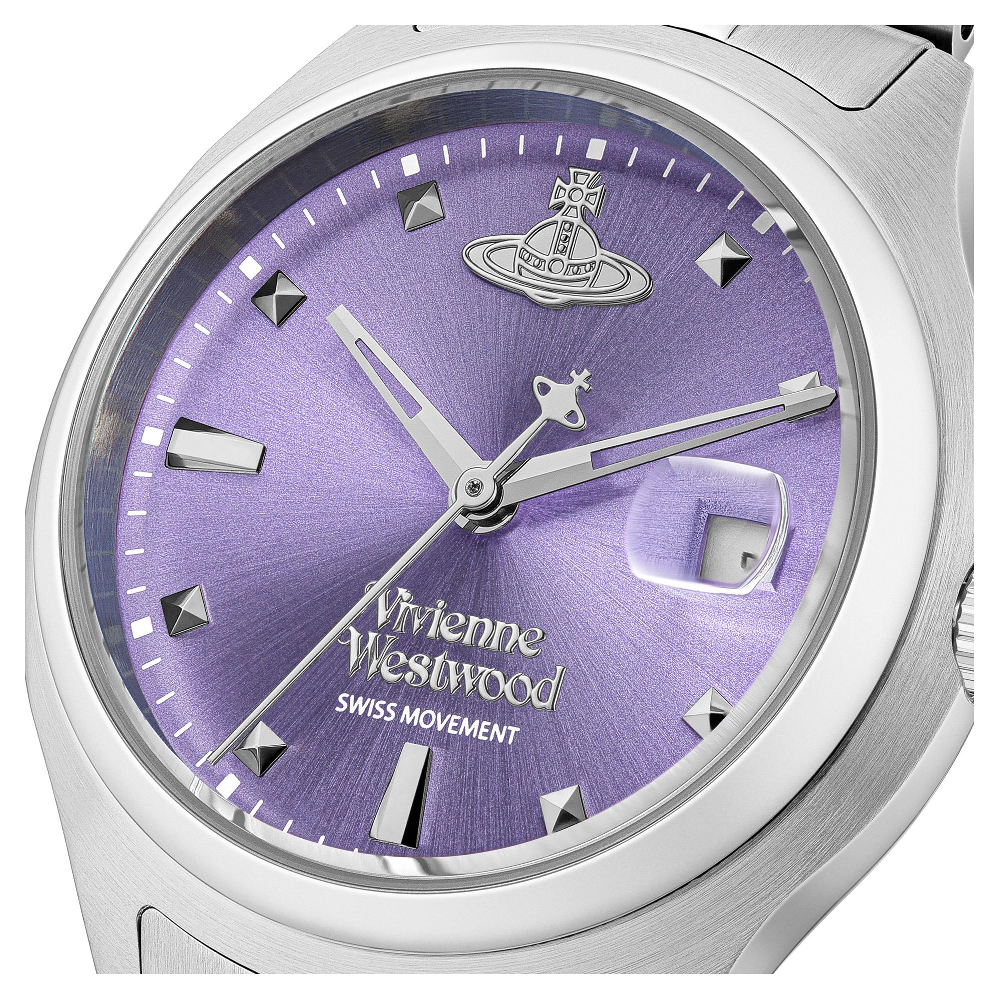 Vivienne Westwood Little Camberwell Quartz Purple Dial Steel Strap Women's Watch VV311PPSL - Image 9