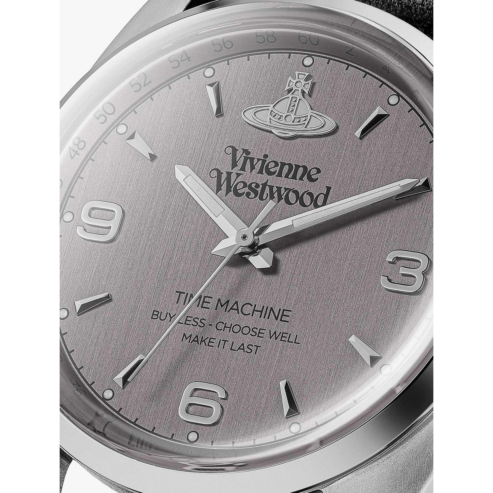 Vivienne Westwood Pennington Grey Dial Black Leather Strap Unisex Watch VV274CGBK - Image 7