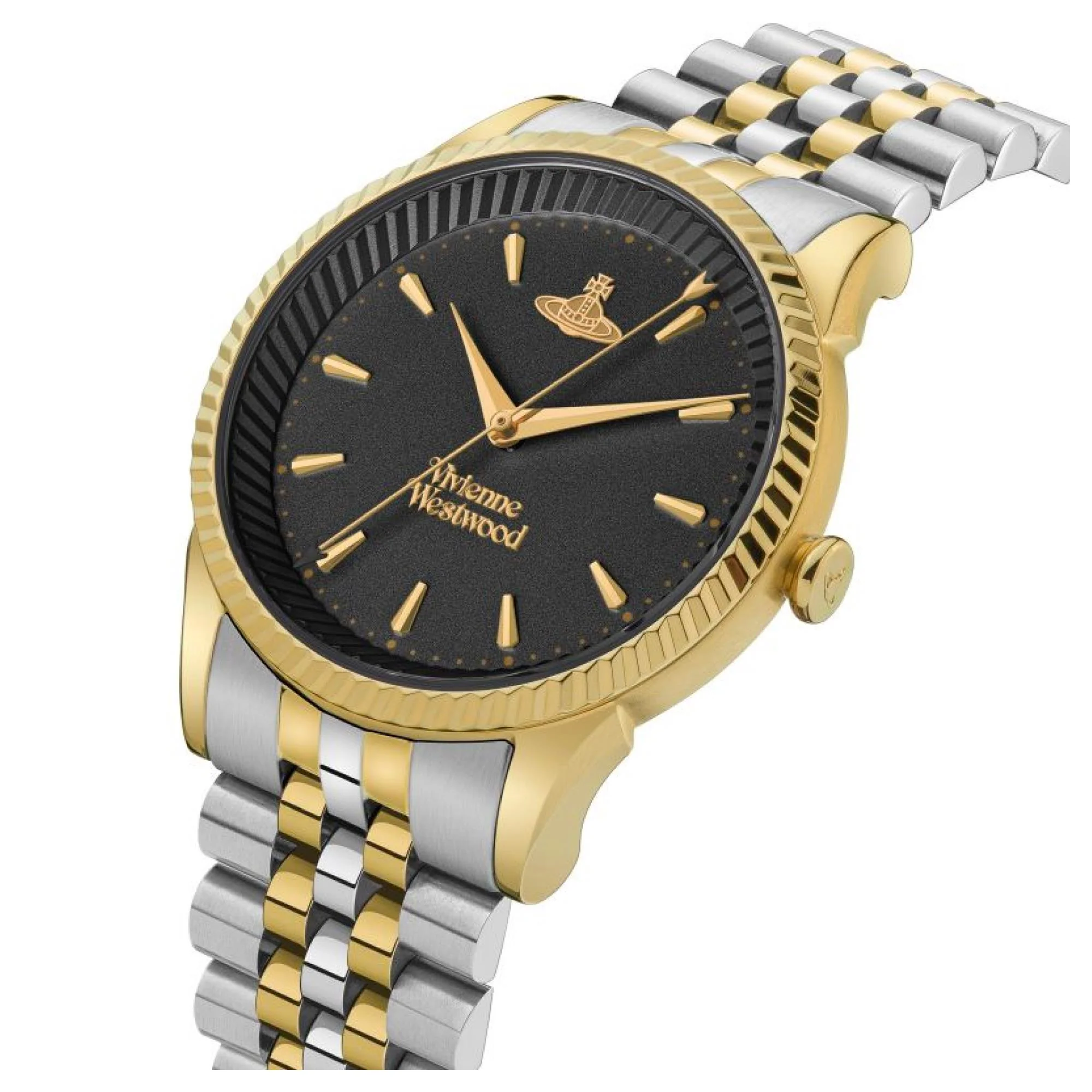 Vivienne Westwood Seymour Quartz Black Dial Two Tone Silver Gold Stainless Steel Ladies Watch VV240BKGS - Image 10