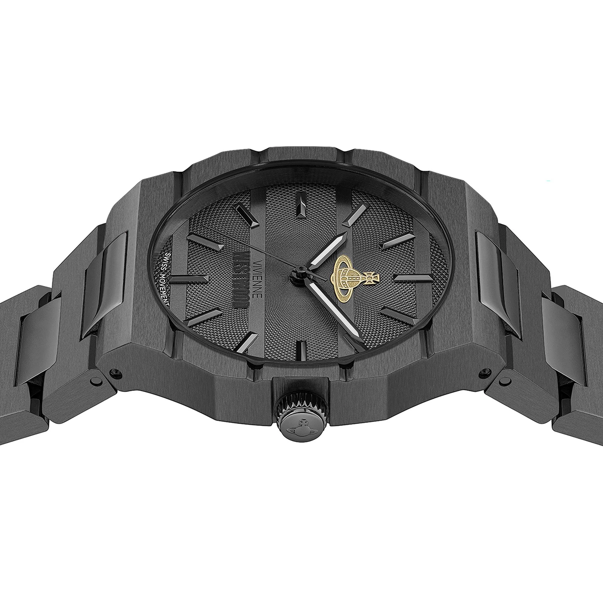 Vivienne Westwood The Bank Quartz Black Dial Steel Strap Unisex Watch VV294GYGN - Image 4