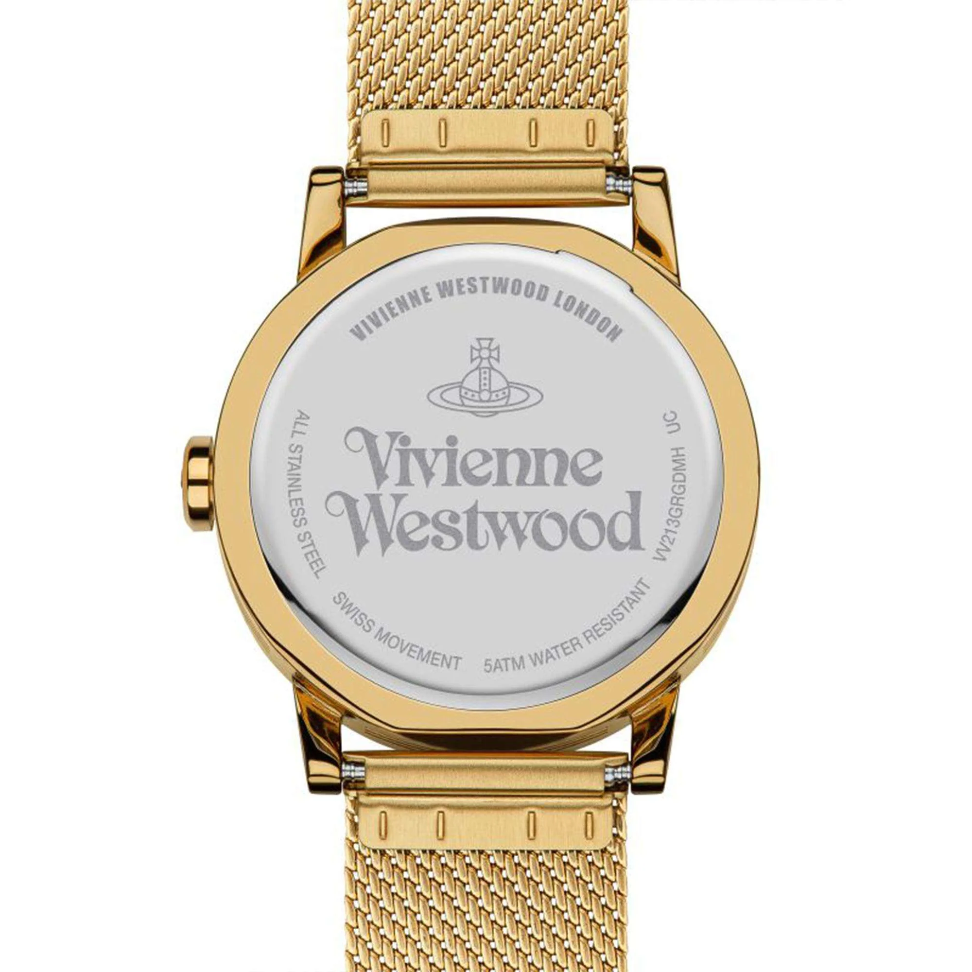 Vivienne Westwood Warwick Mesh Quartz Movement Green Dial Gold-plated Stainless Steel Bracelet Ladies Watch VV213GRGDMH - Image 4