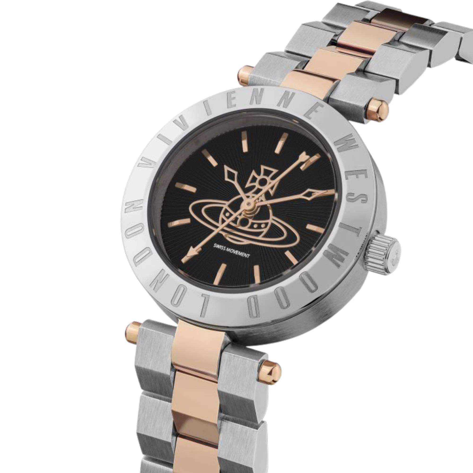 Vivienne Westwood Westbourne Quartz Black Dial Two Tone Stainless Steel Bracelet Ladies Watch VV092BKSR - Image 2