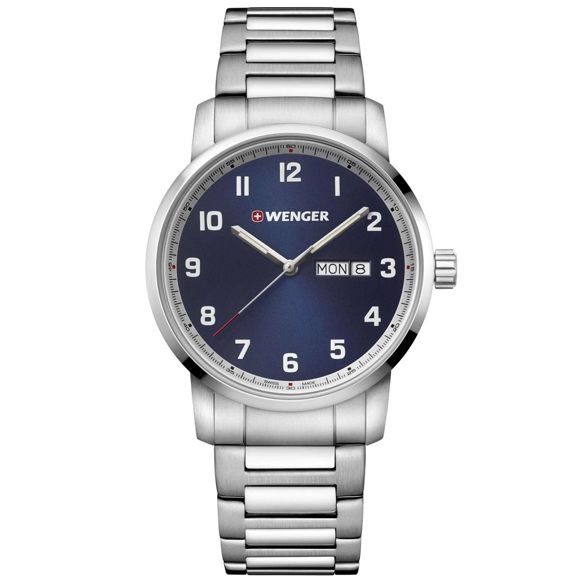 Wenger Attitude Heritage Quartz Blue Dial Black Stainless Steel Bracelet Men's Watch 01.1541.121 - Image 2