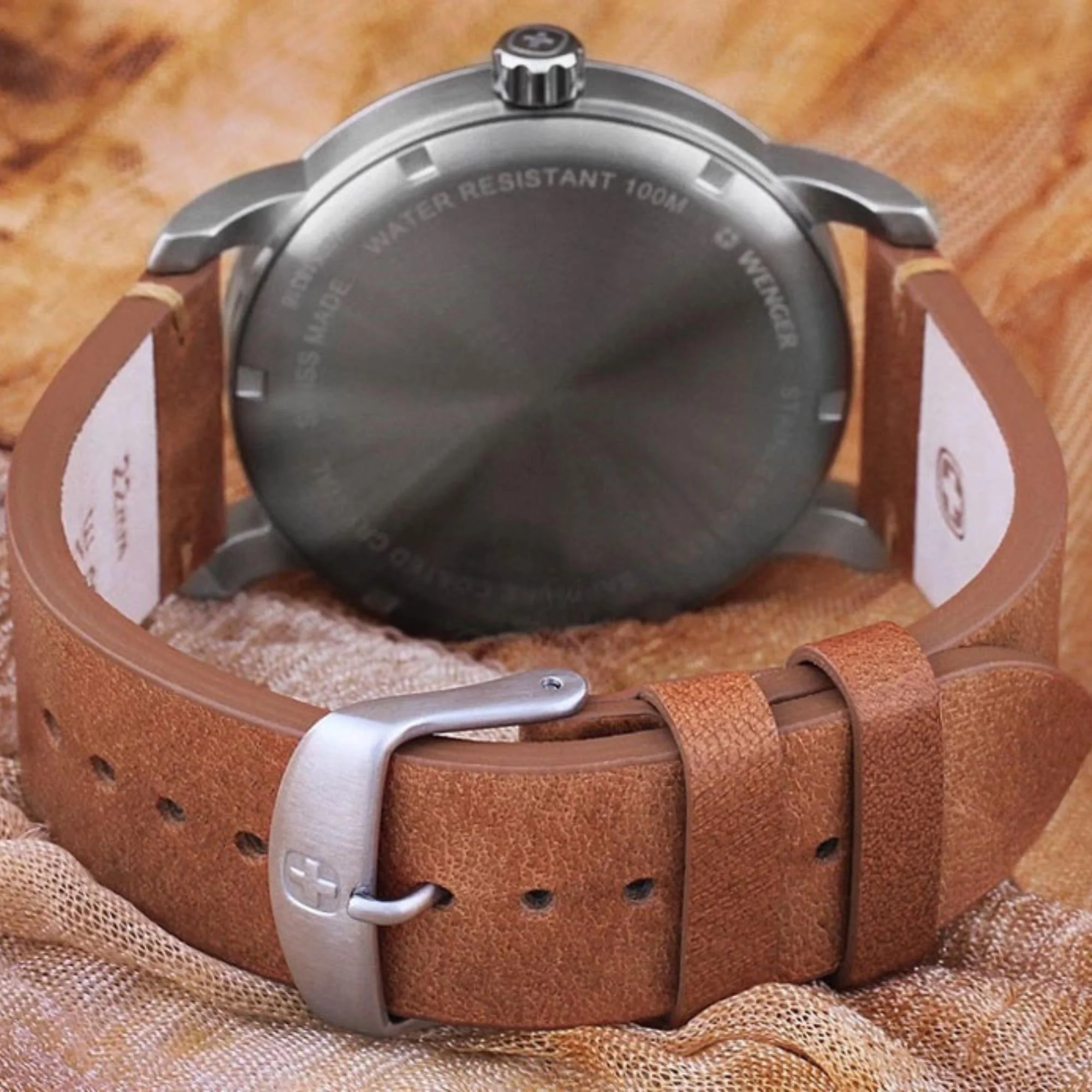 Wenger Attitude Quartz Cream Dial Brown Leather Strap Men's Watch 01.1541.117 - Image 3