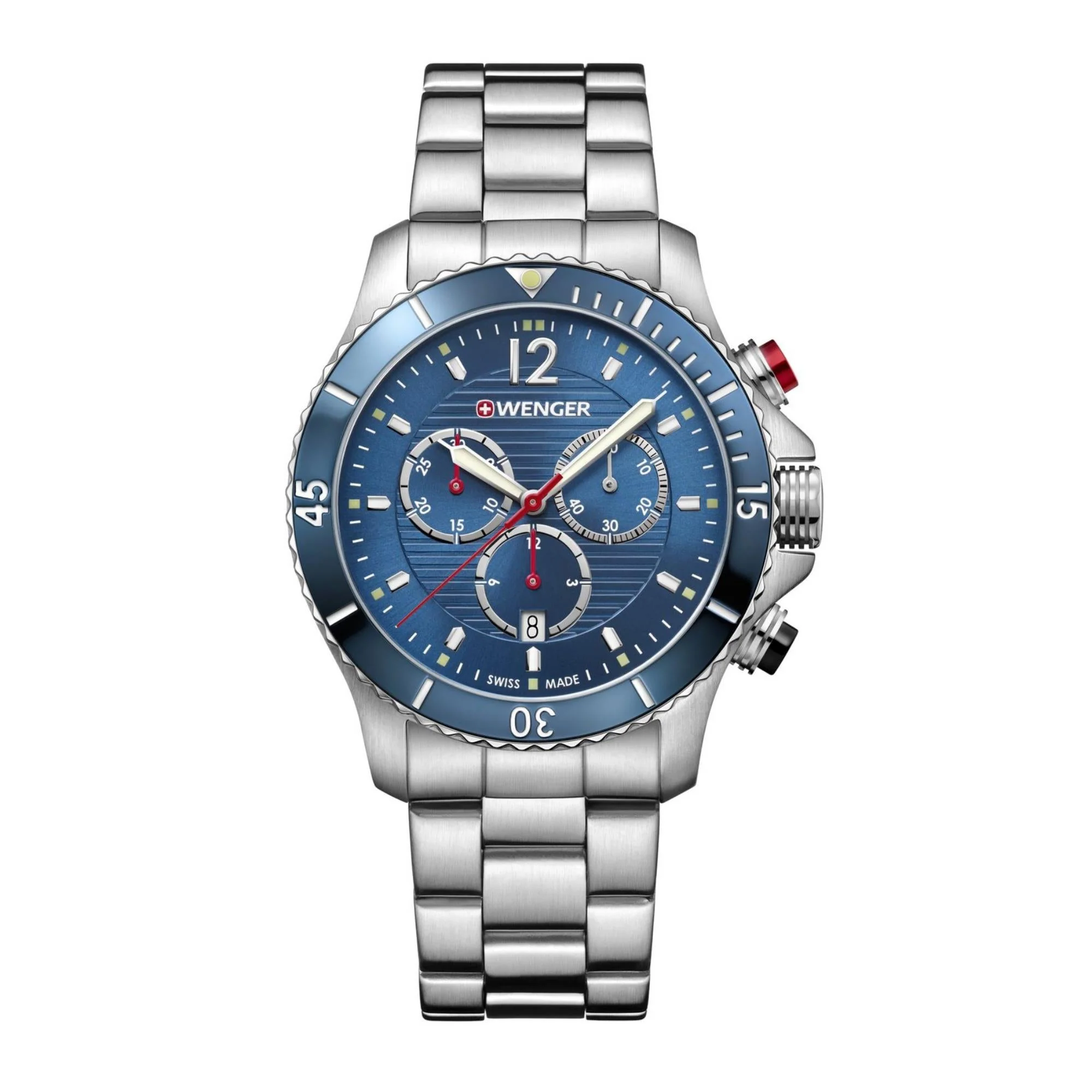 Wenger Seaforce Chronograph Quartz Blue Dial Stainless Steel Bracelet 01.0643.111 - Image 3