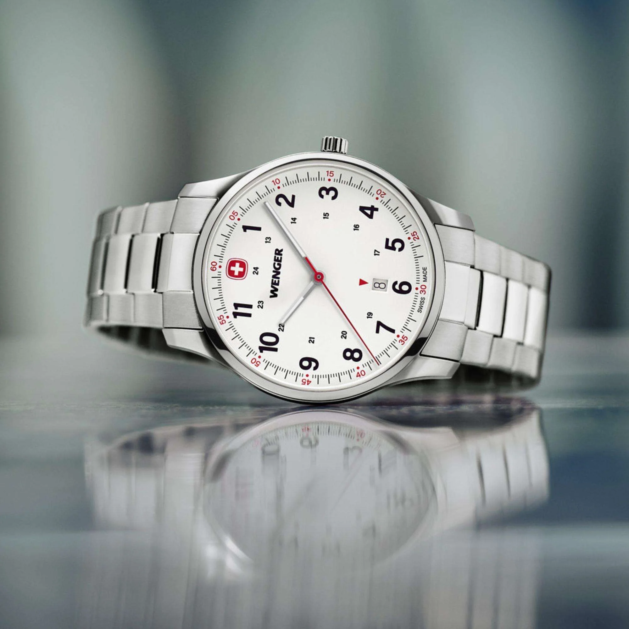 Wenger Sports City White Dial Stainless Steel Bracelet Men's Watch 01.1441.133 - Image 2