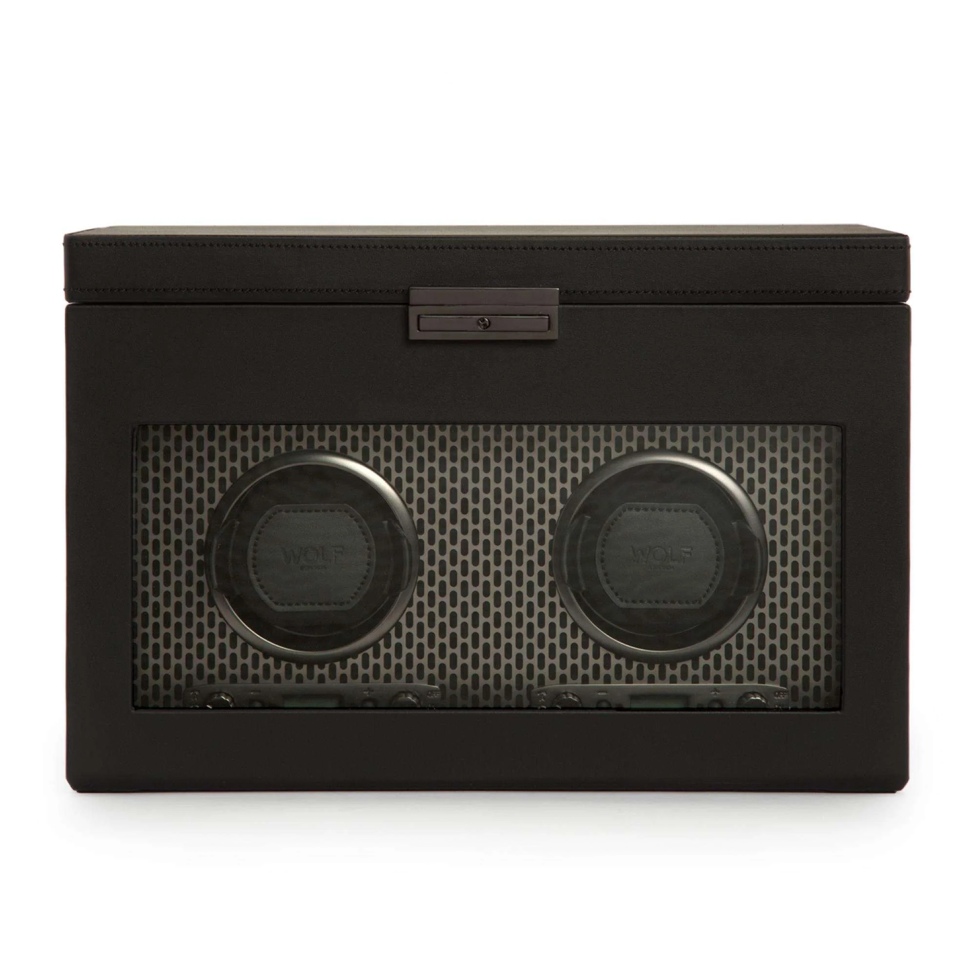 WOLF Axis Black Double Watch Winder With Storage 469303 - Image 10