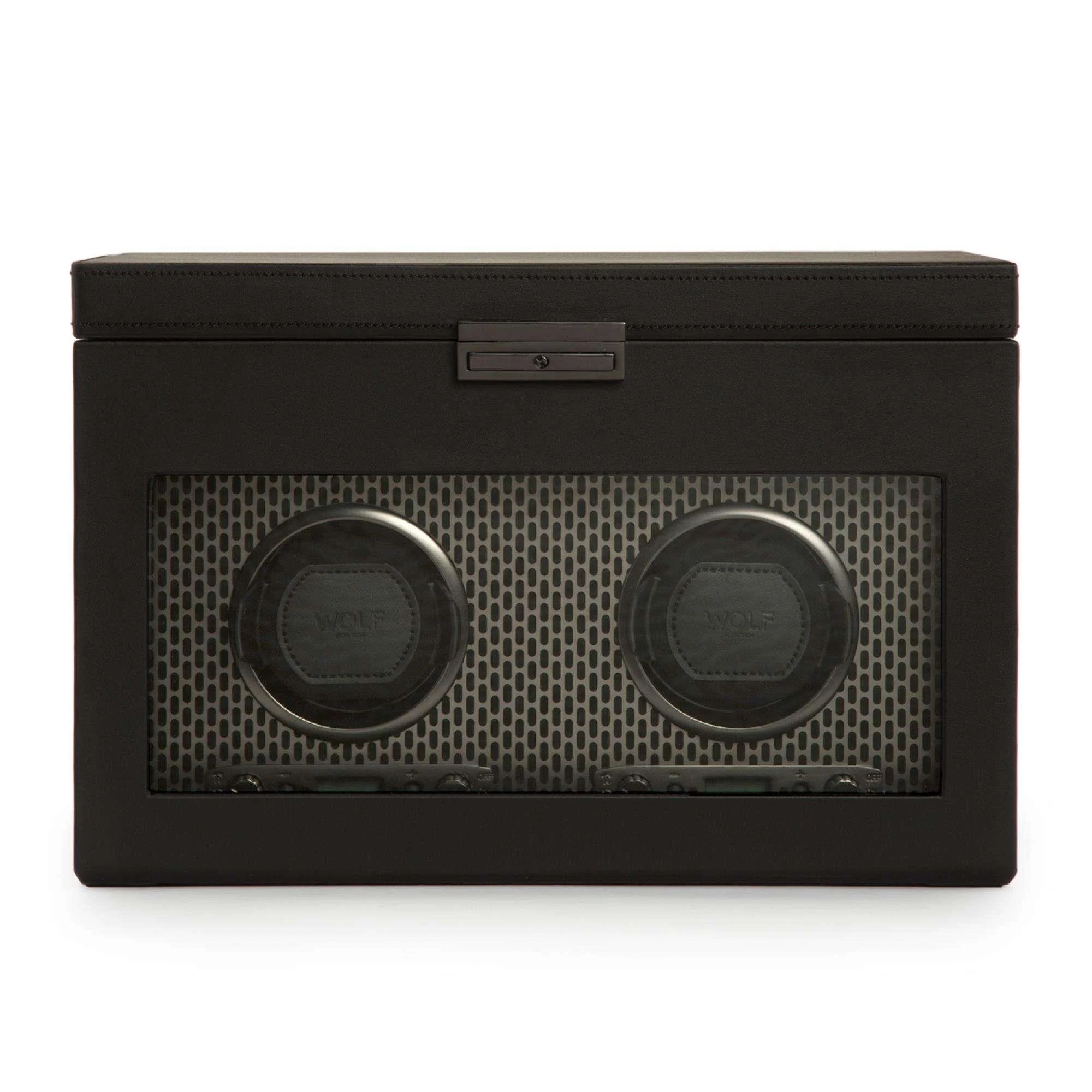WOLF Axis Black Double Watch Winder With Storage 469303 - Image 7