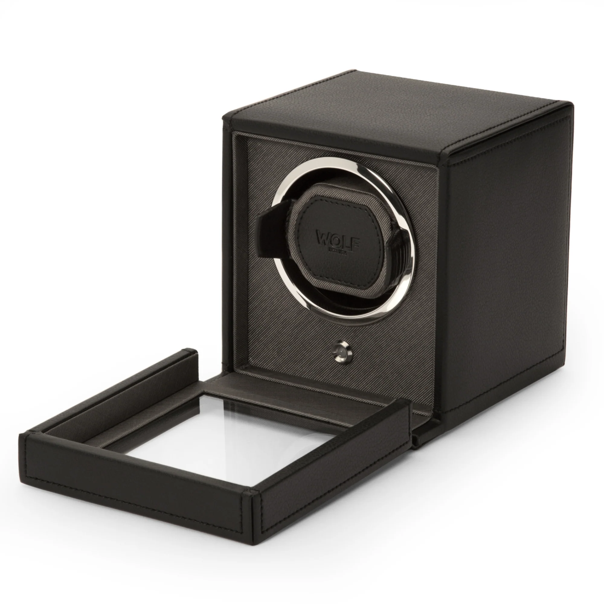 WOLF Cub Single Watch Winder Black with Cover 461103 - Image 6