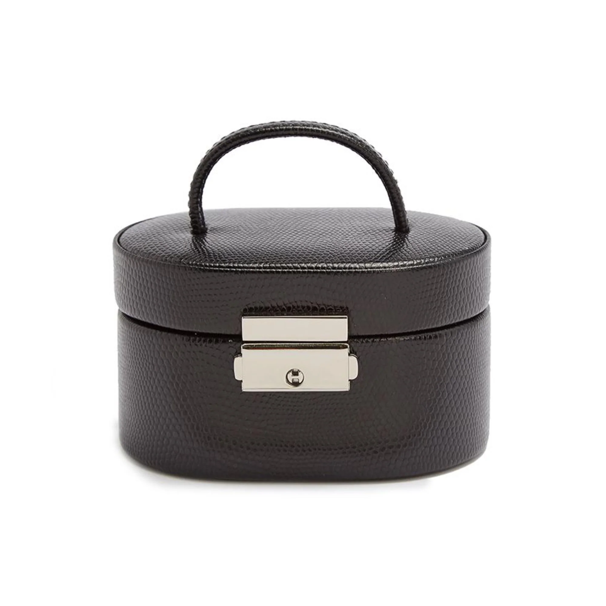 WOLF Heritage Mini Oval Box Black Leather 281402