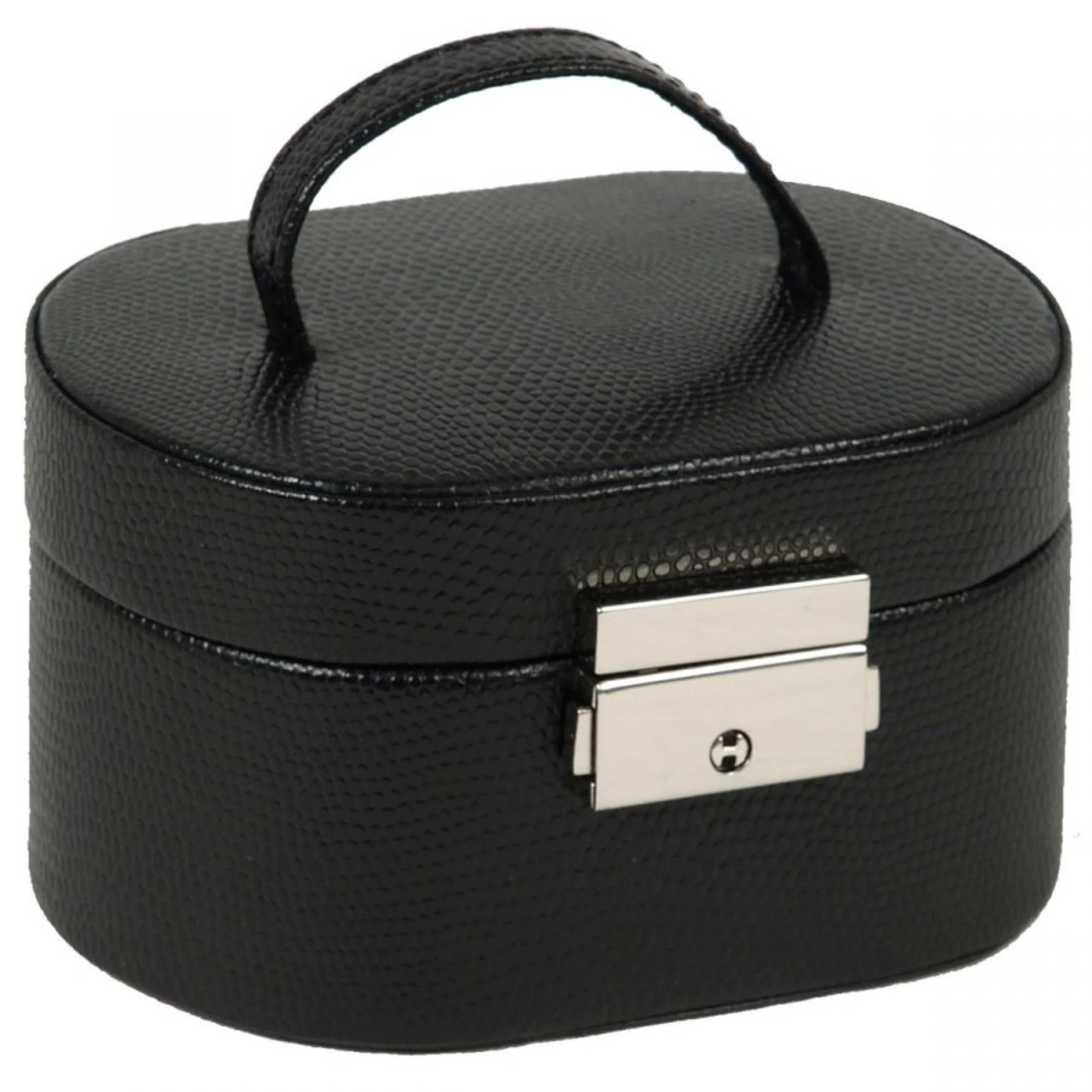 WOLF Heritage Mini Oval Box Black Leather 281402 - Image 2